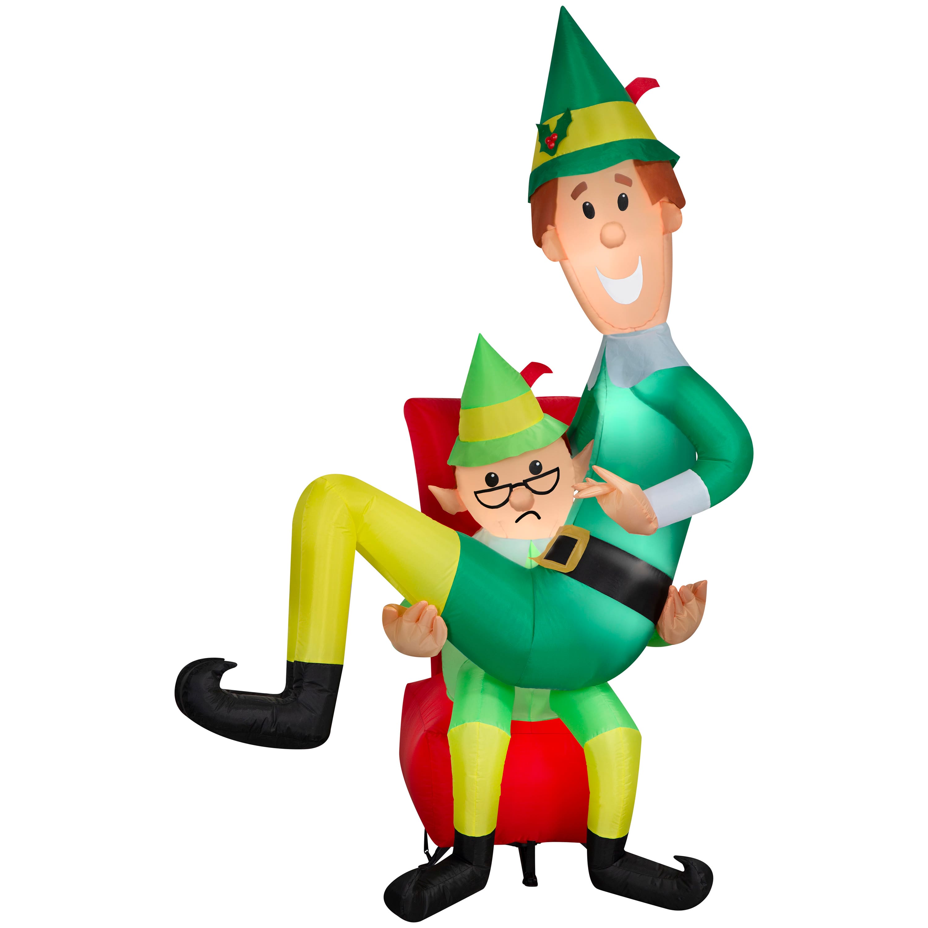 7ft. Airblown® Inflatable Christmas Buddy the Elf on Papa Elf's Lap