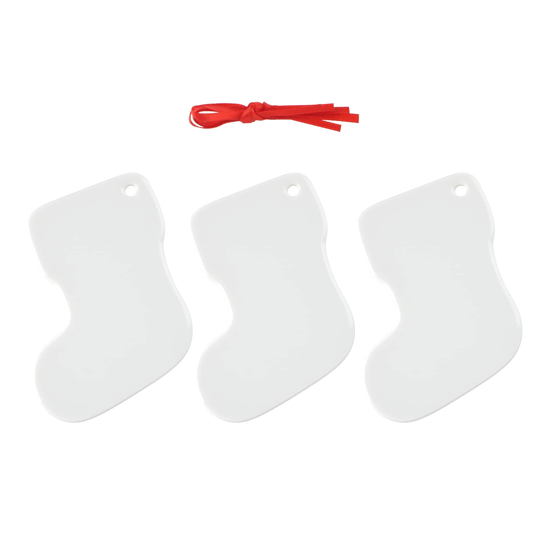 3.5&#x22; Stocking Ceramic Sublimation Ornaments, 3ct. by Make Market&#xAE;