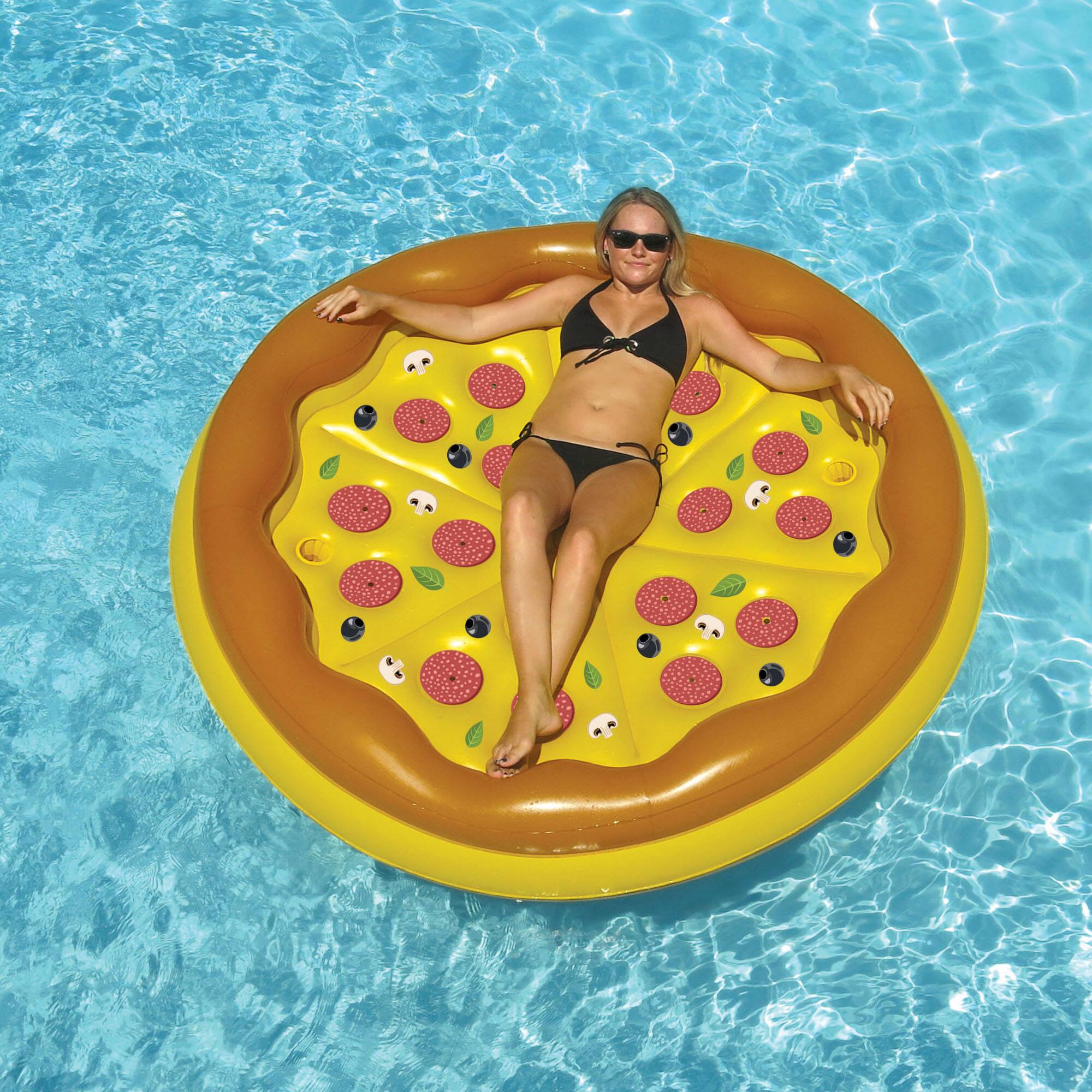 70" Inflatable Round Pizza Swimming Pool Raft Lounger