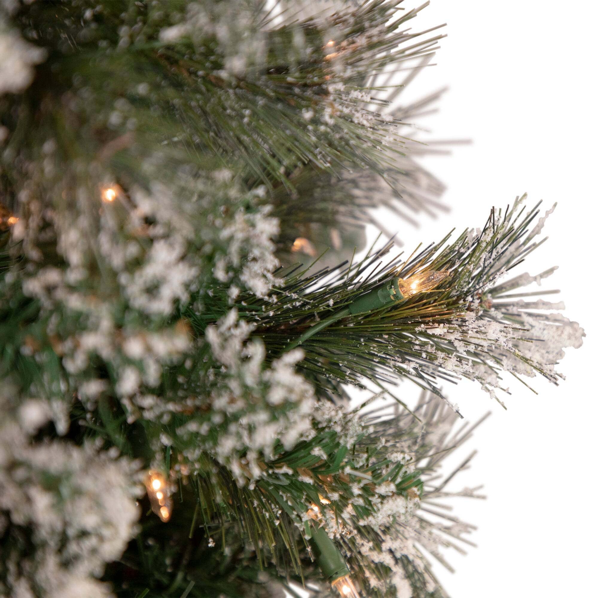 6.5ft. Pre-Lit Snow Valley Pine Artificial Christmas Tree, Clear Lights