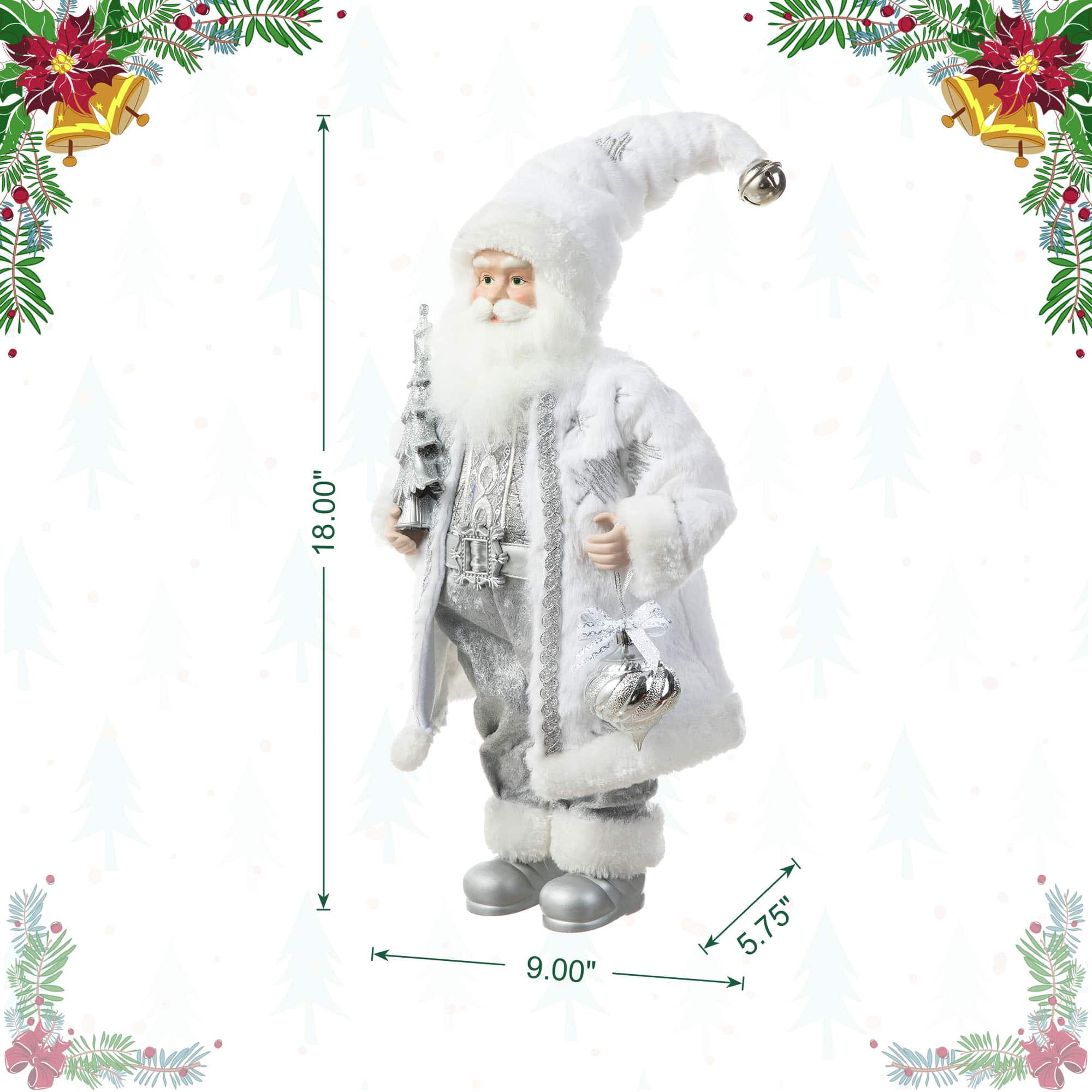 Glitzhome&#xAE; 18&#x22; Faux Fur Christmas Frosty Santa Figurine