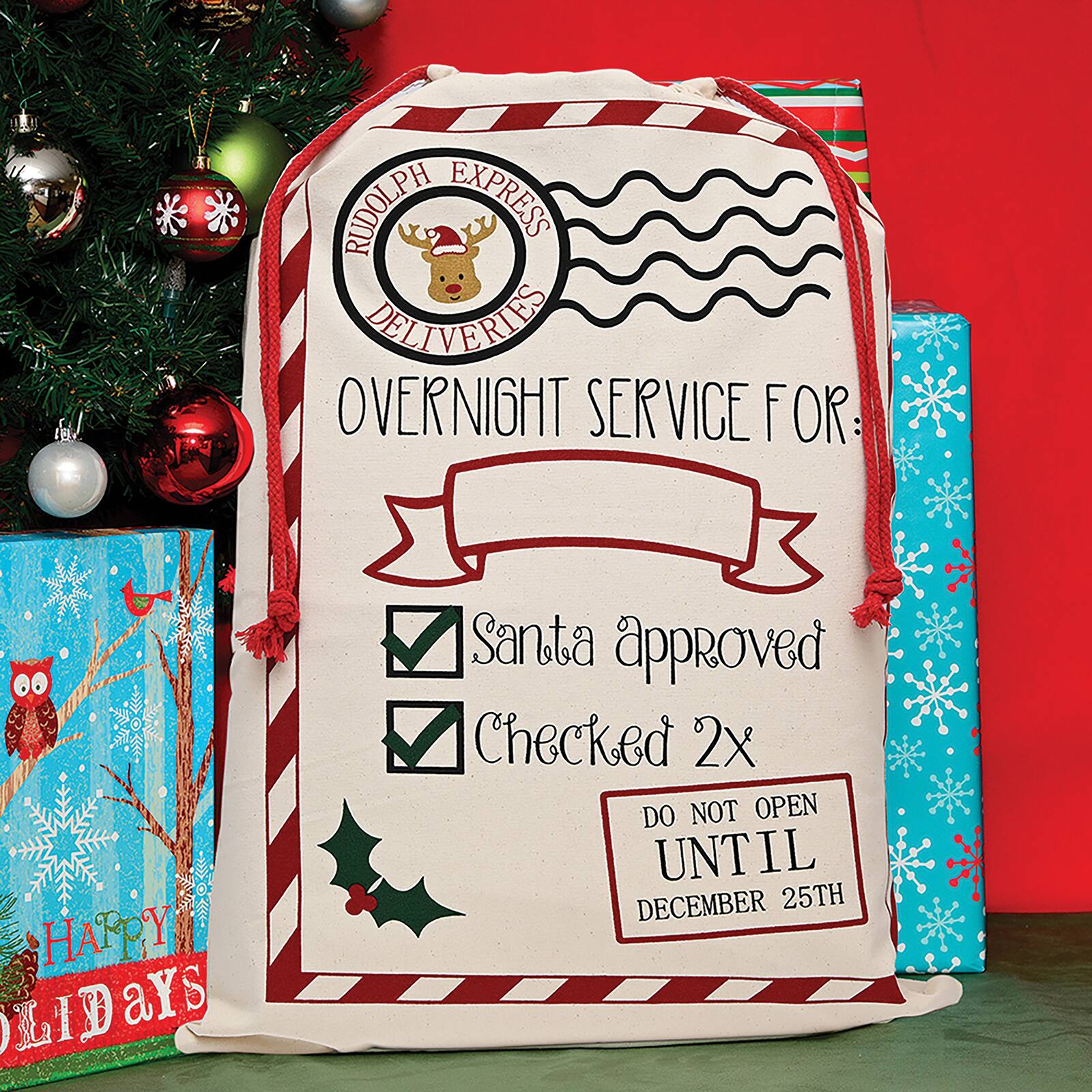 Personality Case™ 19" x 26" Rudolph Express Cotton Christmas Drawstring Bag