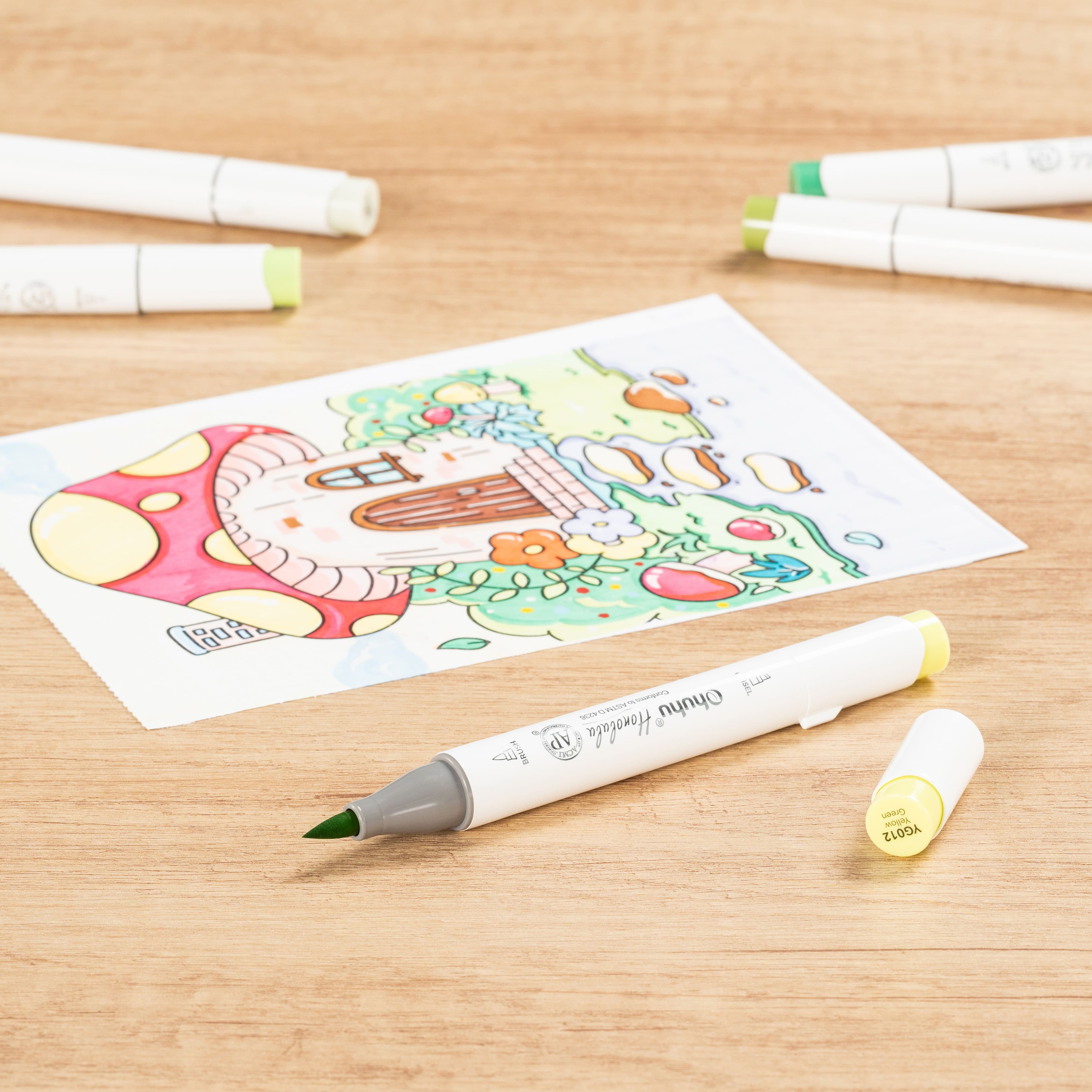 Ohuhu&#xAE; Honolulu Brush &#x26; Chisel Dual Tip Marker