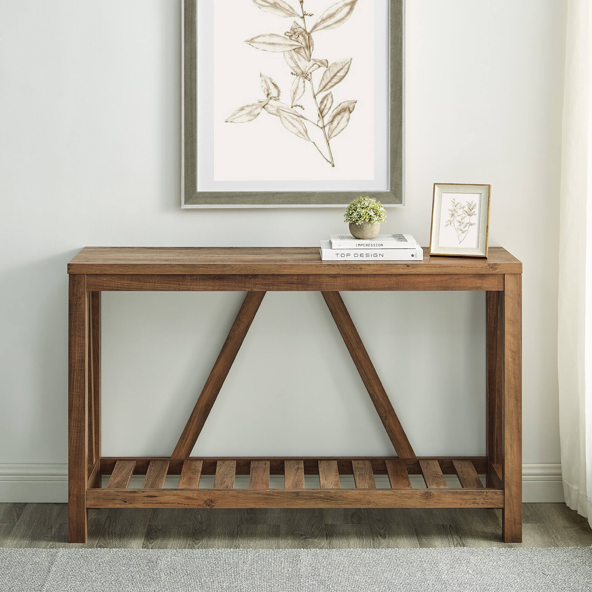 Walker Edison Reclaimed Barnwood Rustic A-Frame Entry Table