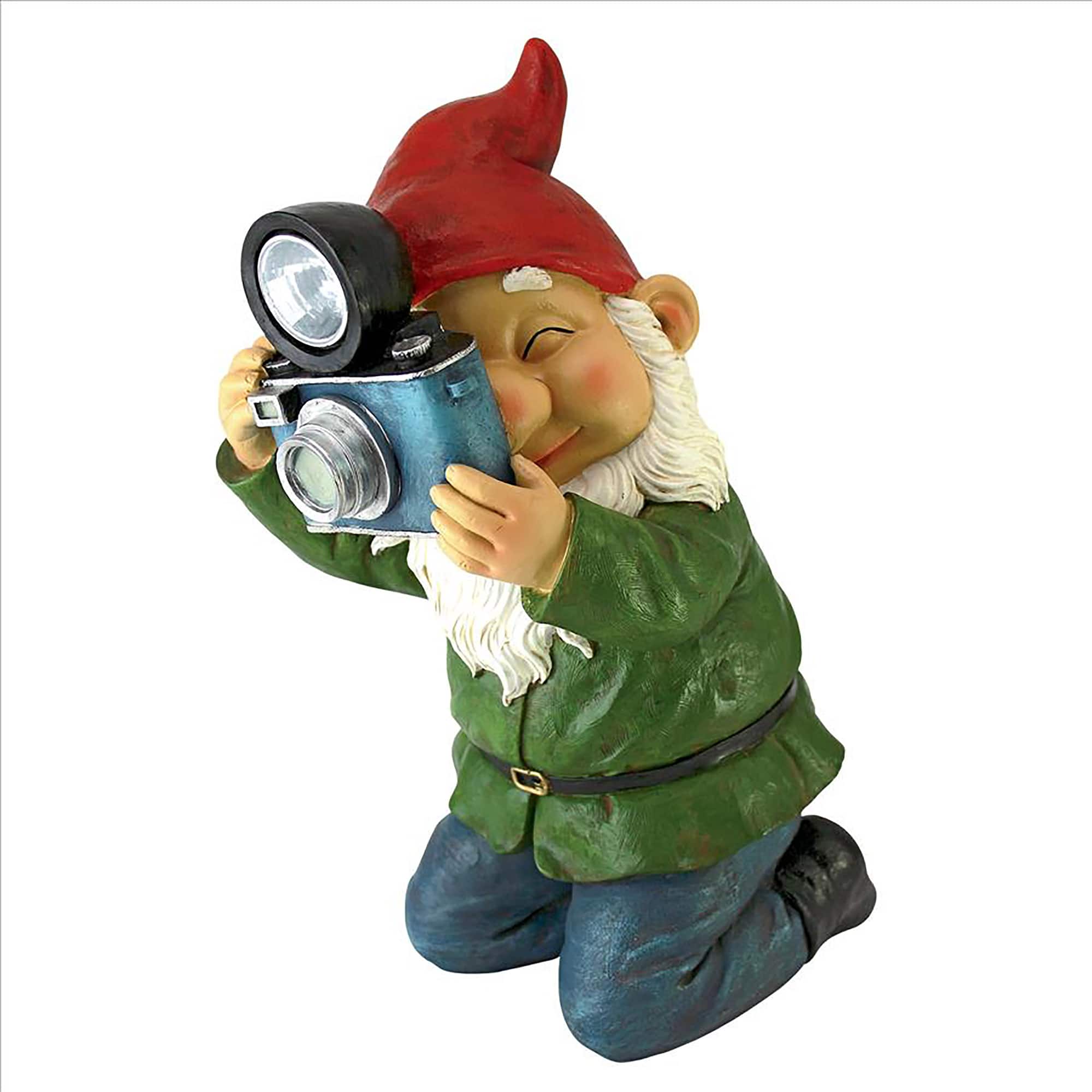 Design Toscano 12&#x22; Smile For Me Solar Garden Gnome Statue