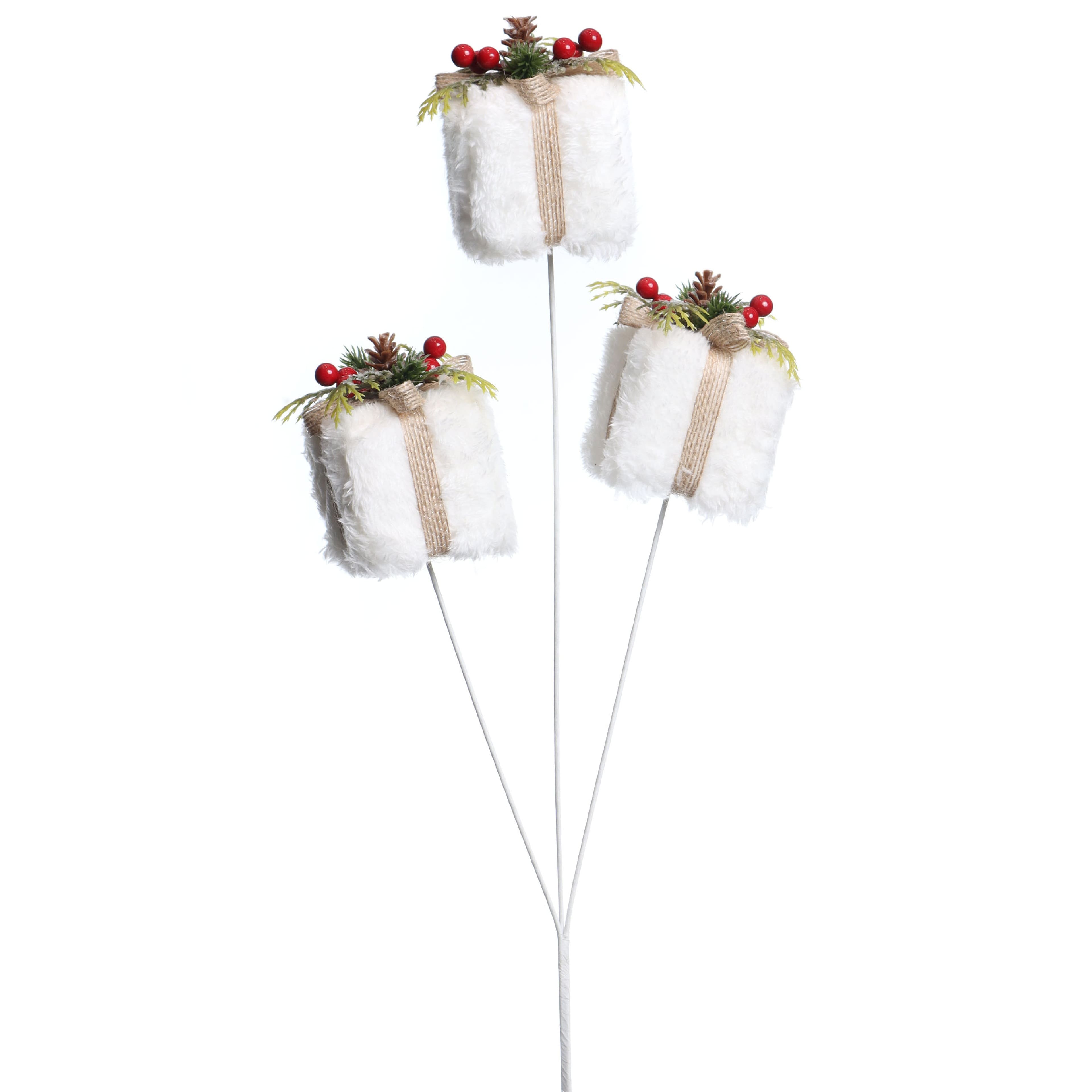 24.5&#x22; White Fuzzy Gift Box Stem by Ashland&#xAE;