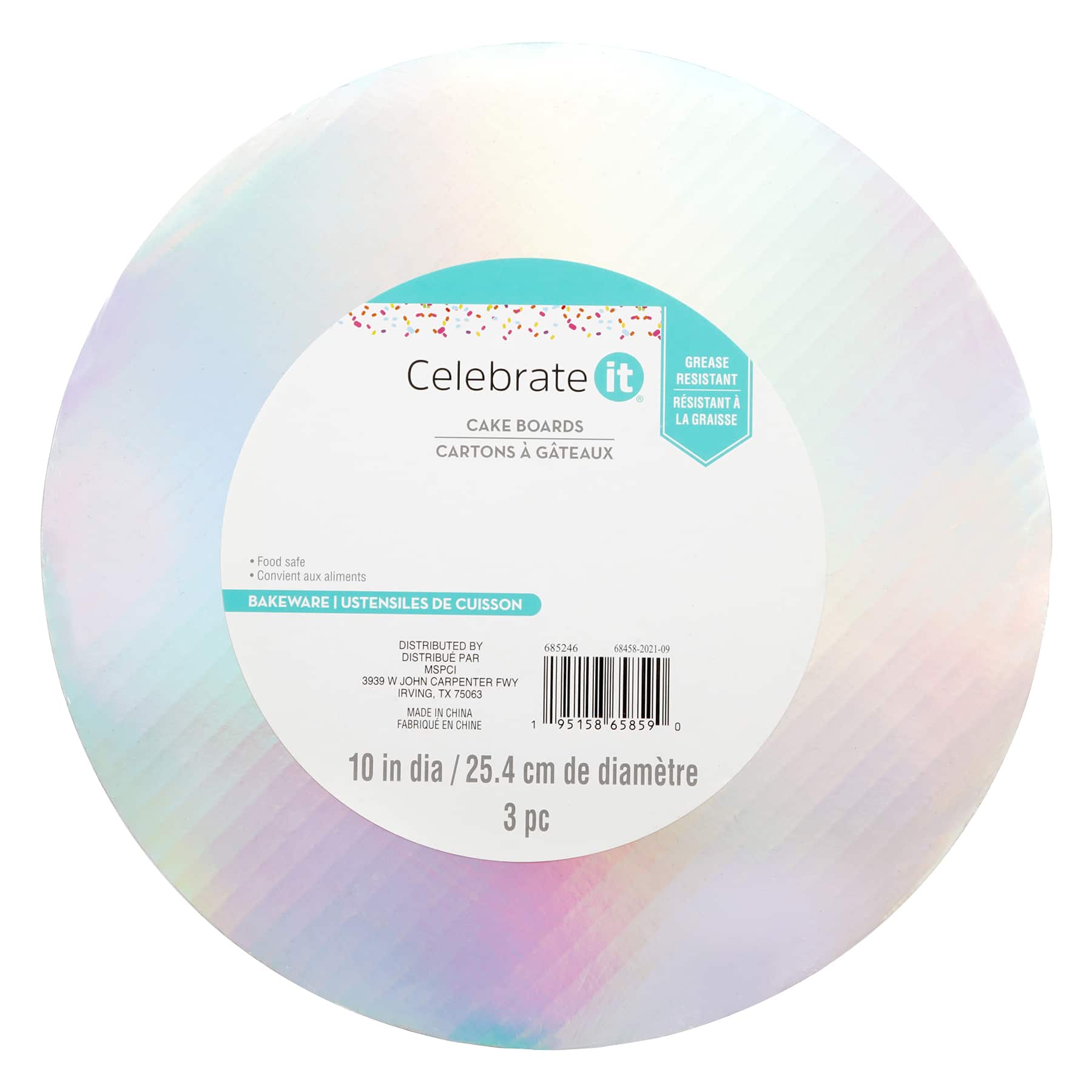 12 Packs: 3 ct. (36 total) 10&#x22; Iridescent Cake Boards by Celebrate It&#xAE;