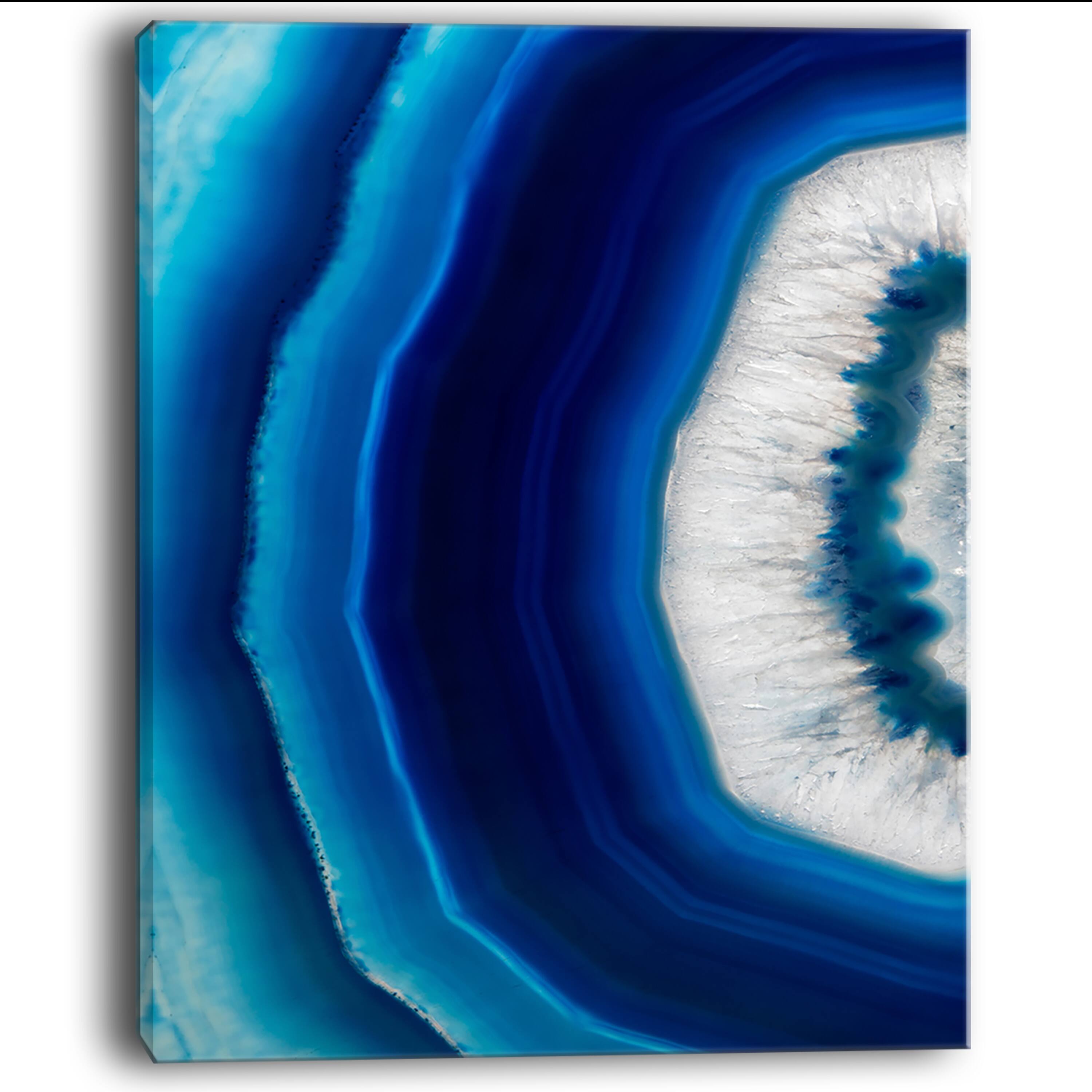 Designart - Blue Agate Crystal - Abstract Canvas art print