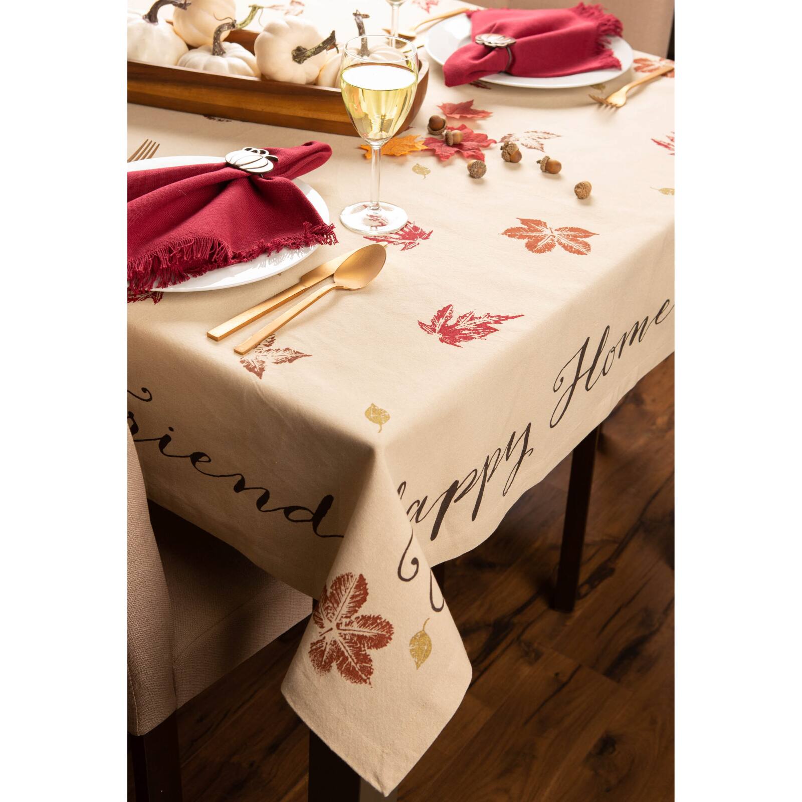 DII&#xAE; 52&#x22; Rustic Leaves Print Tablecloth