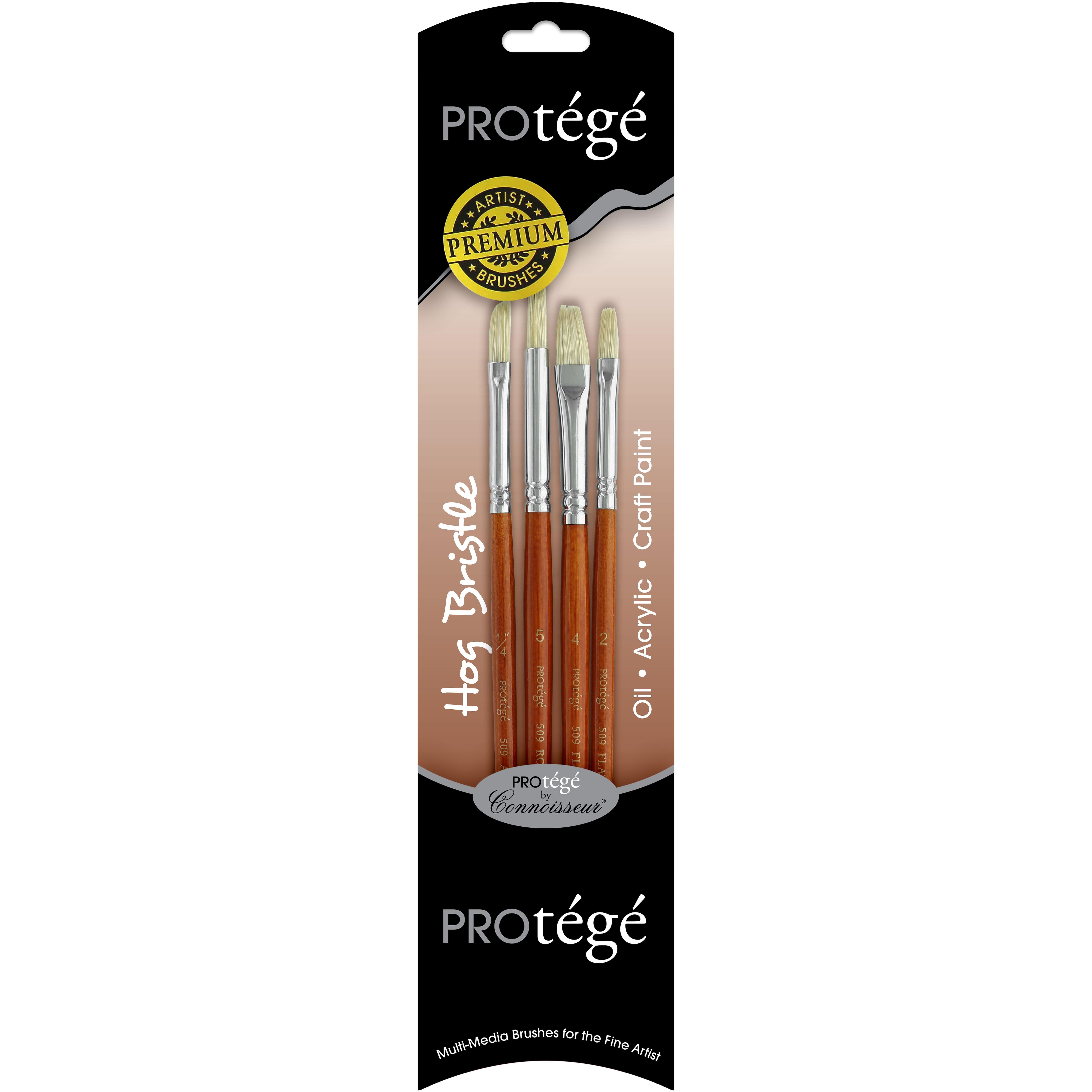 Prot&#xE9;g&#xE9; Hog Bristle Short Handle 4 Piece Brush Set