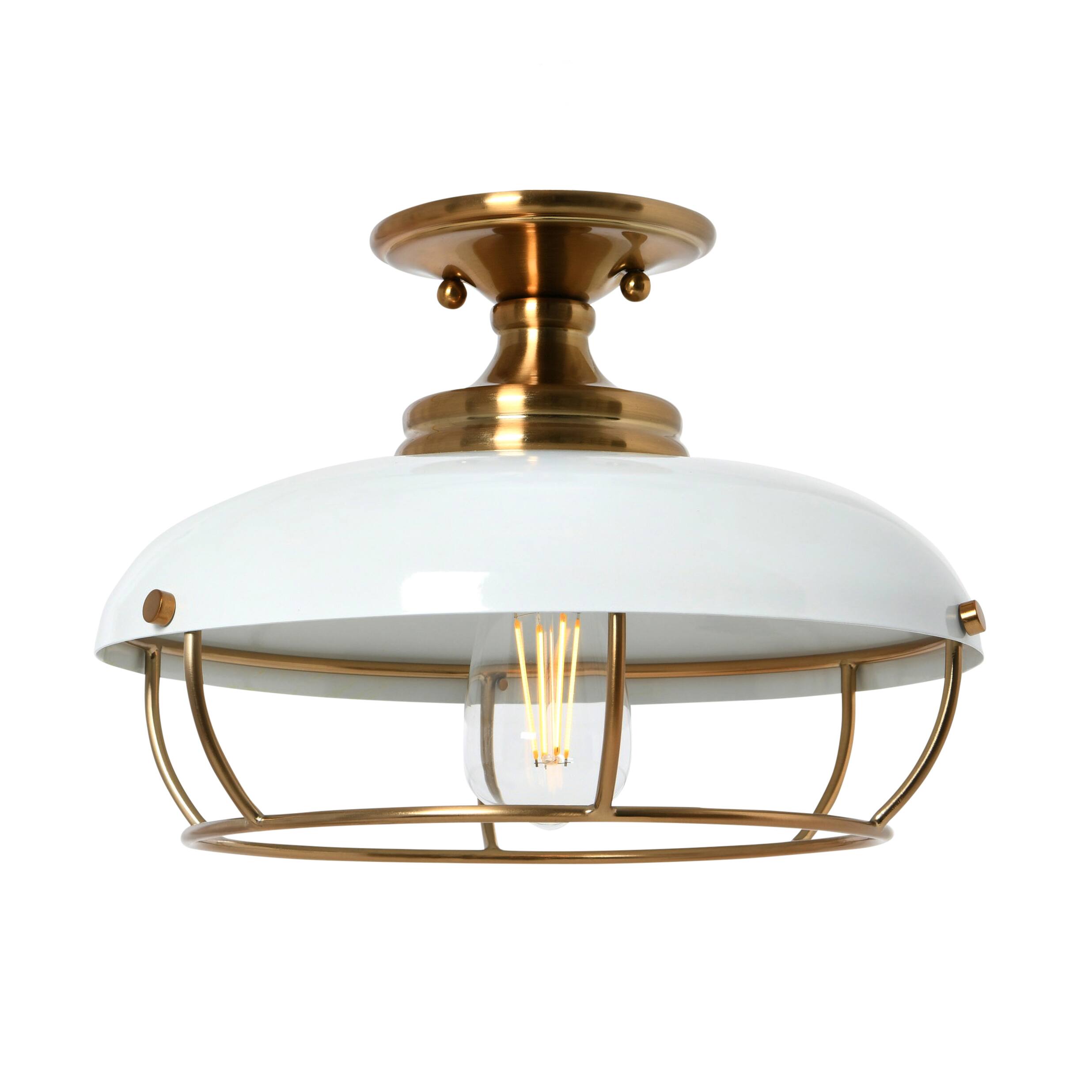 Hello Honey&#xAE; 13&#x22; Wide Caged Dome Metal Semi-Flush Mount Ceiling Light