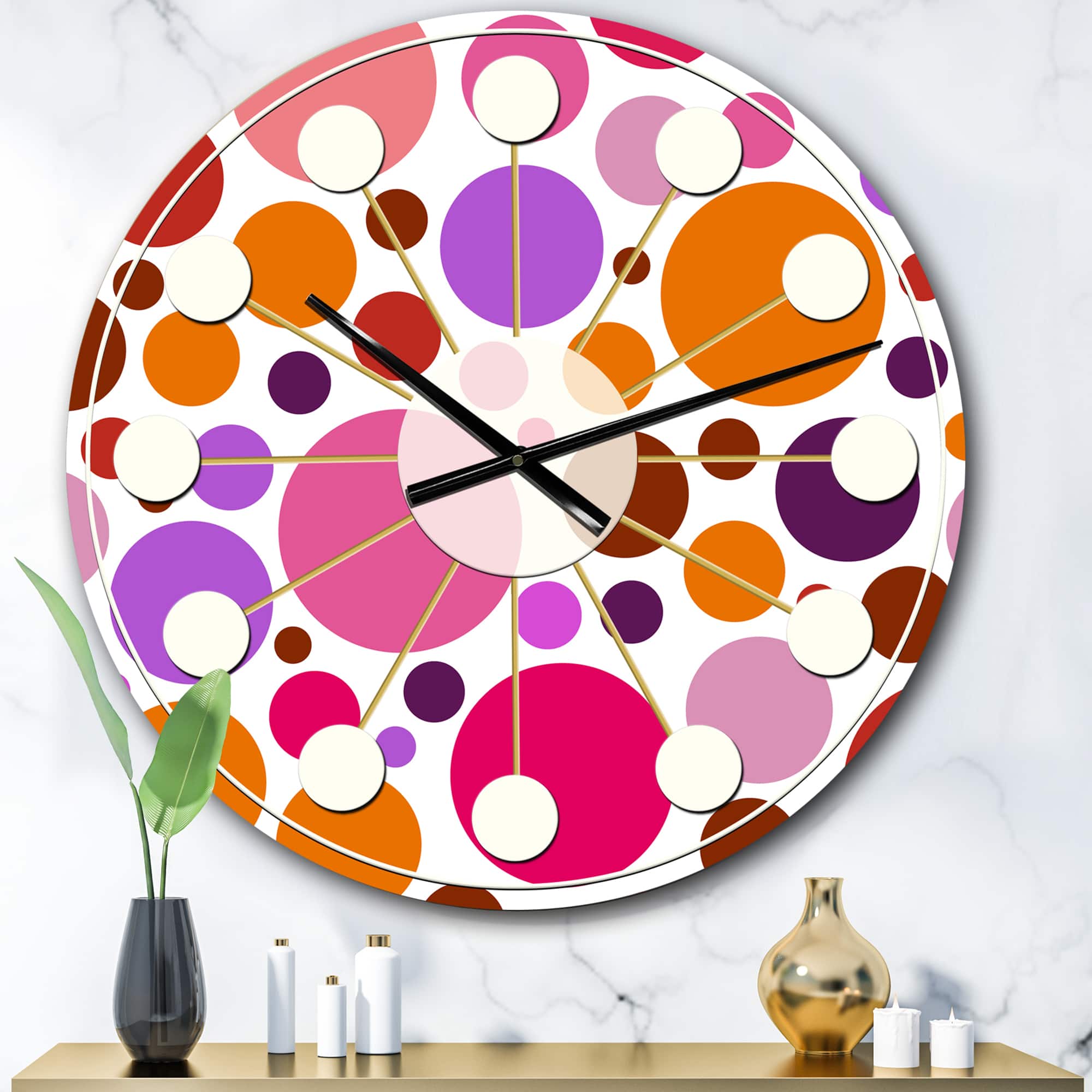 Designart 'Abstract Geometric Circular Retro Ii Mid-Century Modern Wall Clock