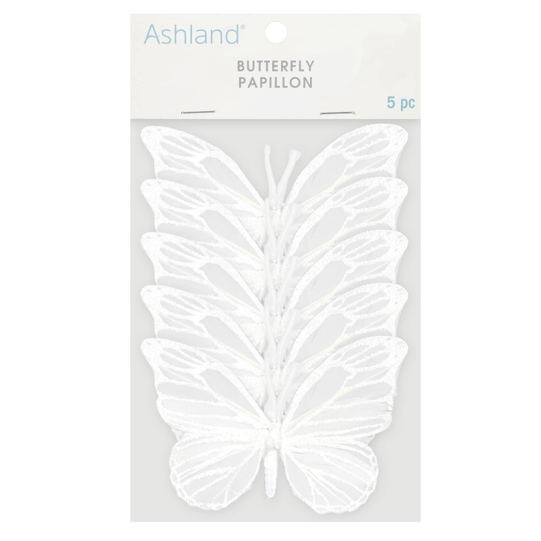 8 Packs: 5ct. (40 total) 8.6&#x22; White Feather Butterflies by Ashland&#xAE;