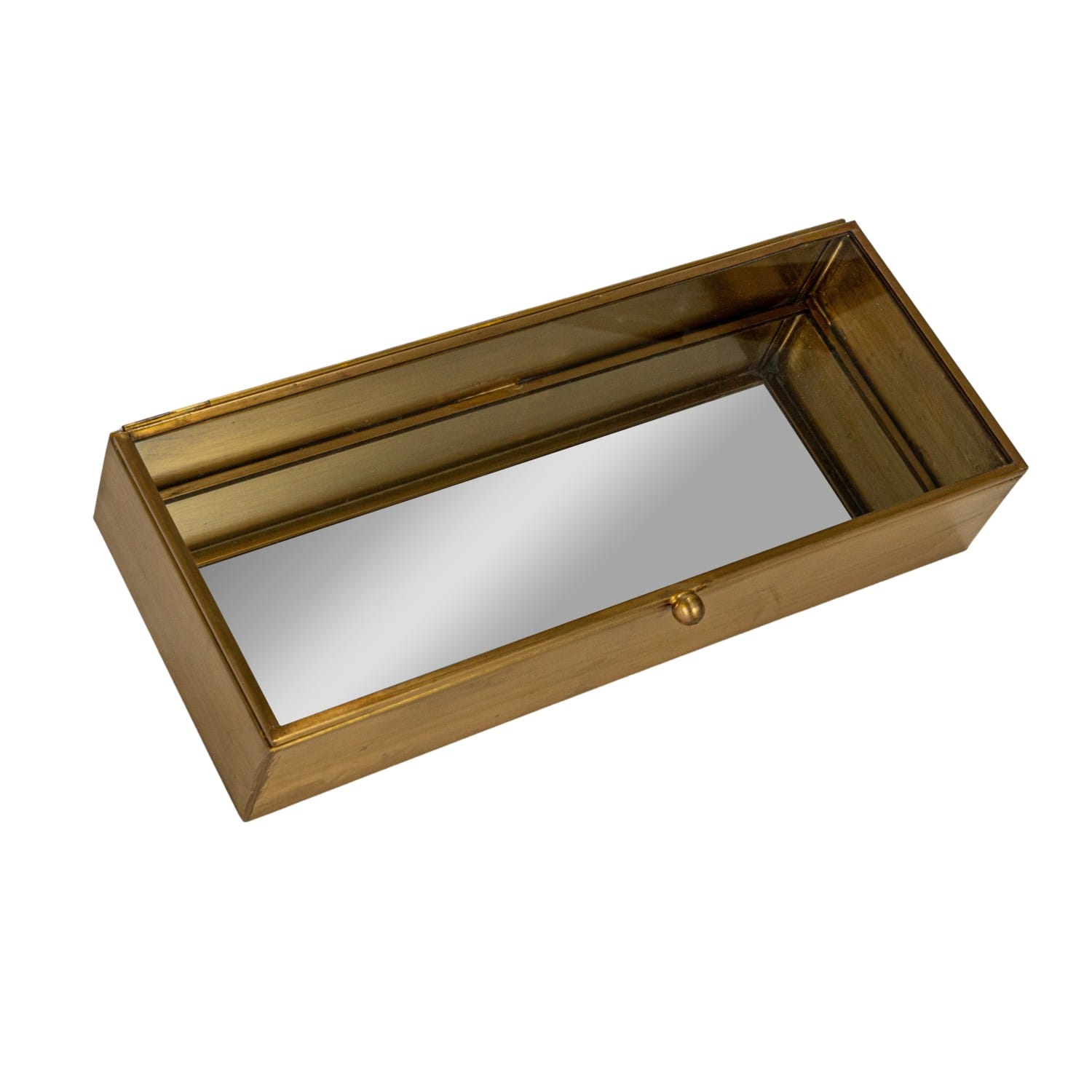 Hello Honey® 11.75" Antique Gold Decorative Mirrored Brass Box