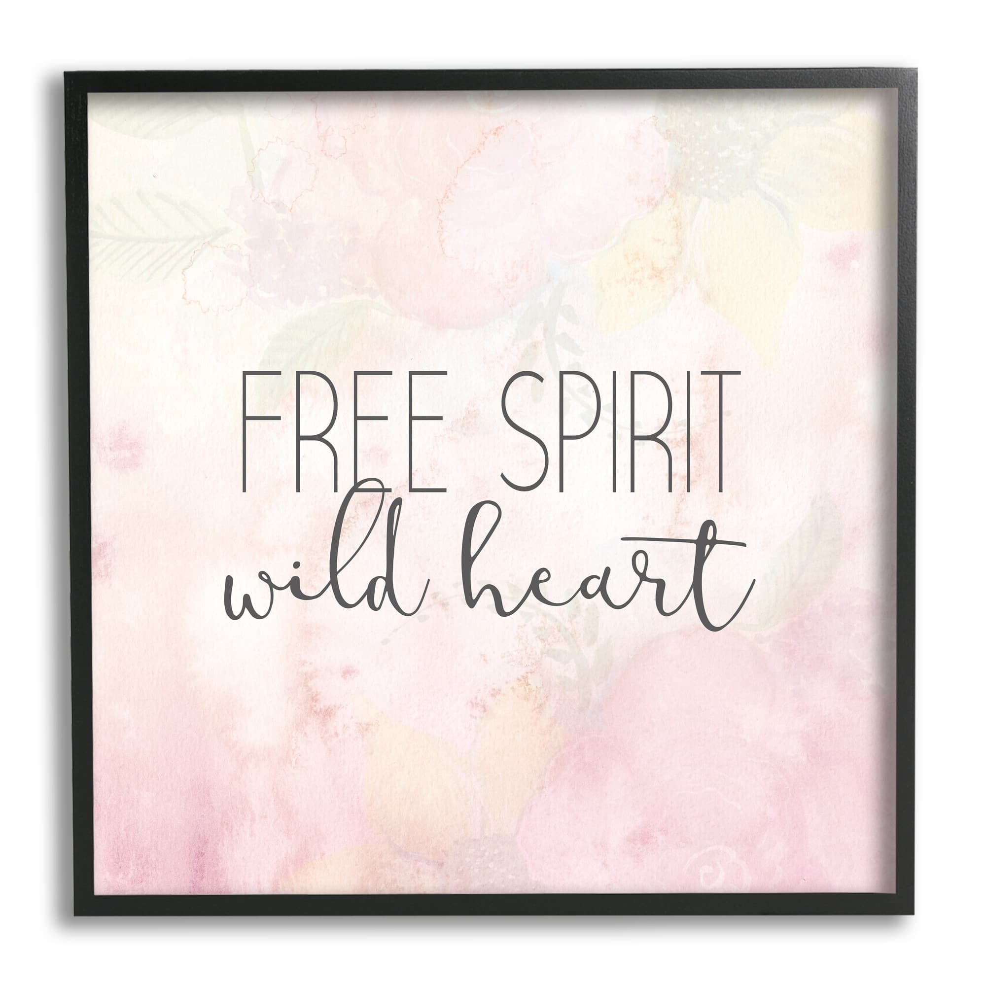 Stupell Industries Free Spirit Wild Heart Inspirational Pastel Watercolor Framed Giclee Art