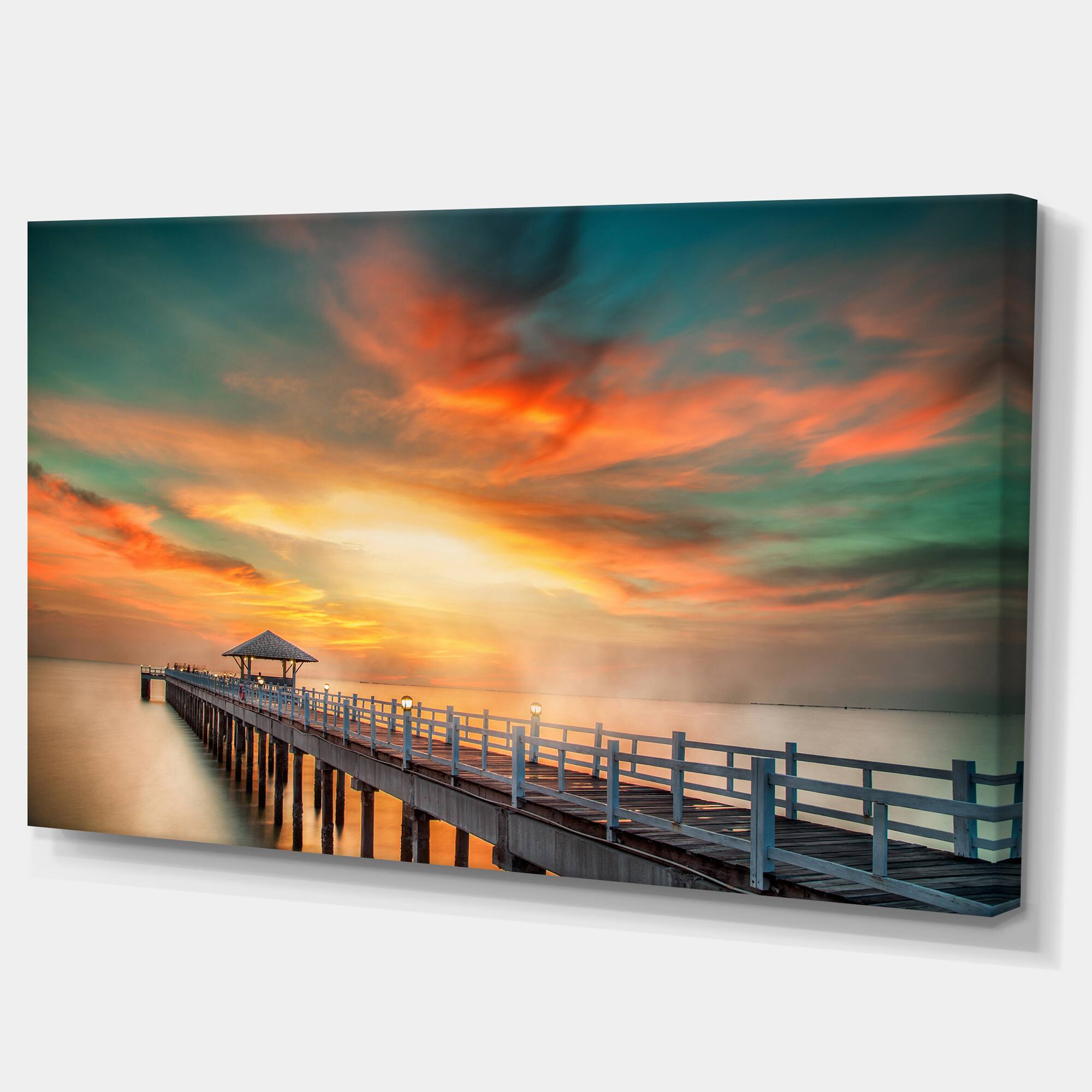 Designart - Wooden Pier - Landscape Photo Canvas Art Print