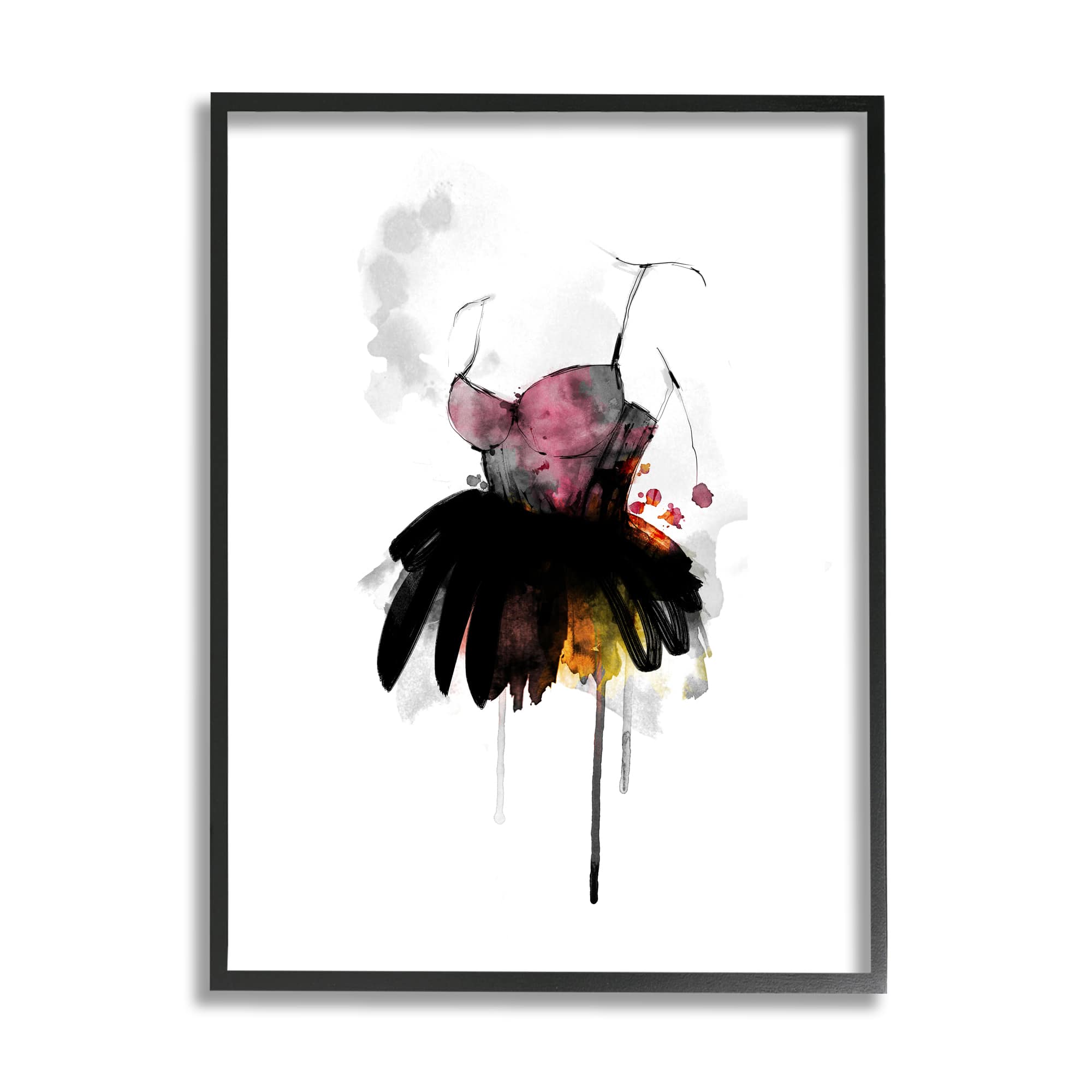 Stupell Industries Modern Female Corset Fashion Illustration Abstract Dress Framed Wall Art