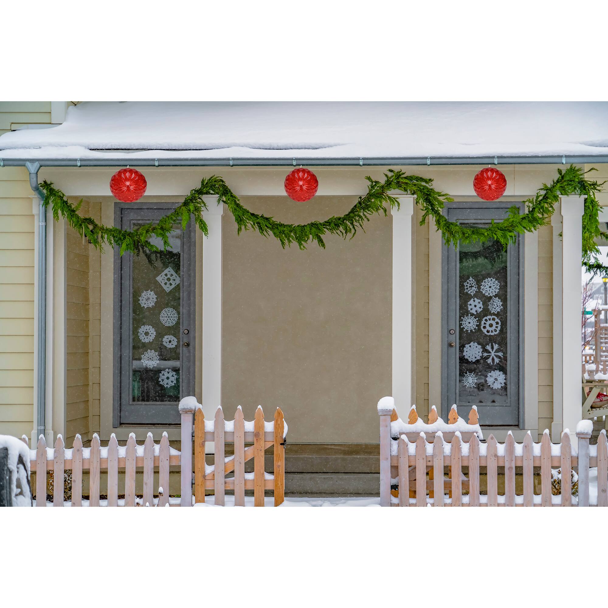 6" Red LED Hanging Crystal Sphere Ball Outdoor Decoration