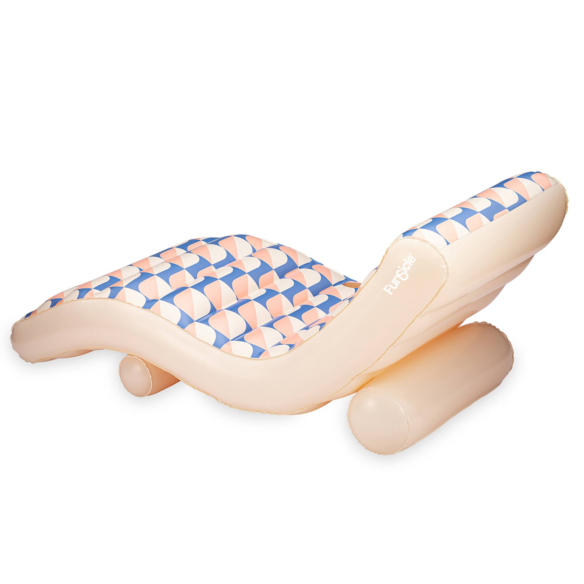 Funsicle 68" Blue & Cream Deco FunChaiser Lounge Inflatable Water Float