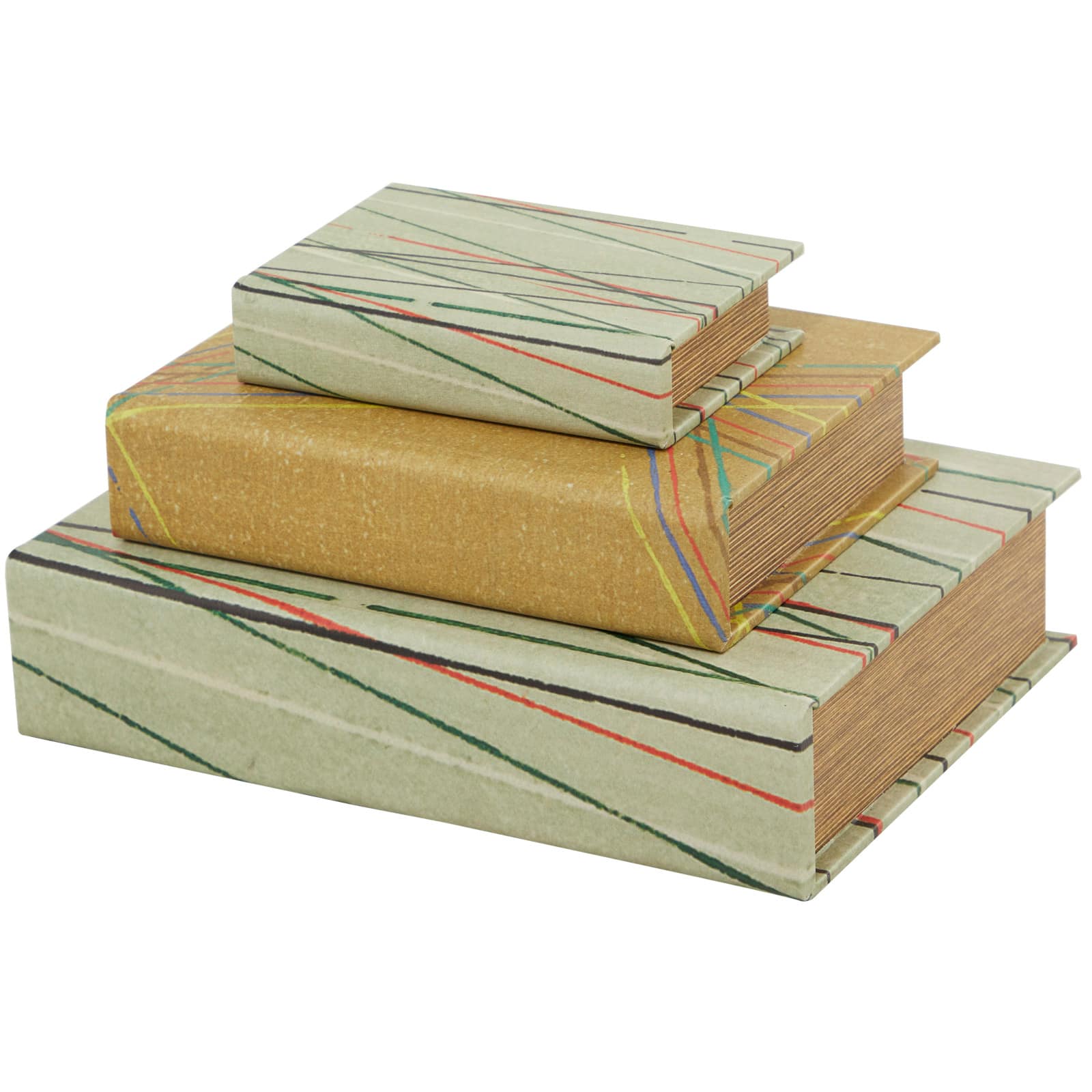 Line Print Faux Leather Faux Book Box with Varying Patterns Set