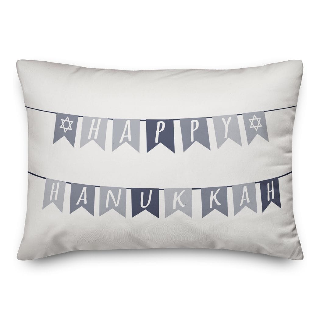 Neutral Happy Hanukkah Flags 14x20 Spun Poly Pillow