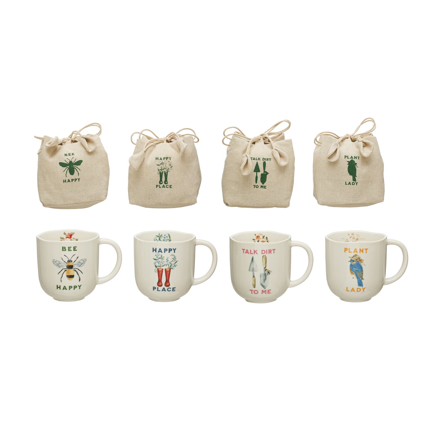 Hello Honey&#xAE; Painted Garden Stoneware Mug Set