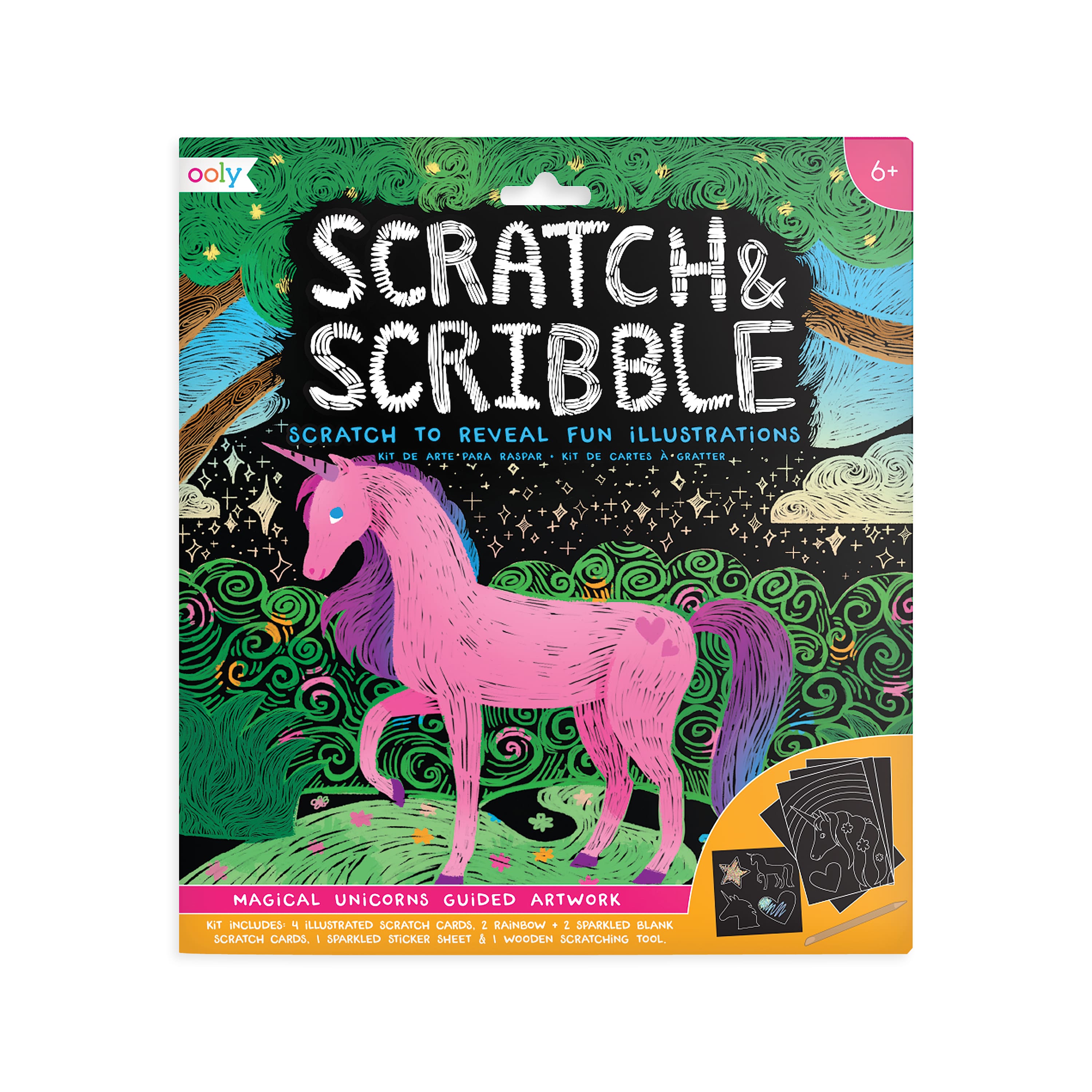 OOLY Magical Unicorn Scratch &#x26; Scribble Art Kit