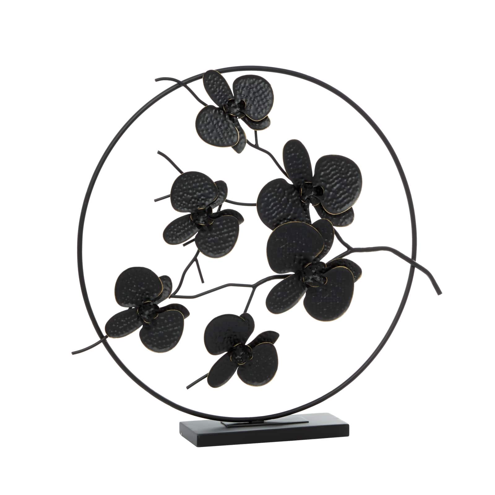 23&#x22; Black Metal Contemporary Leaves Sculpture