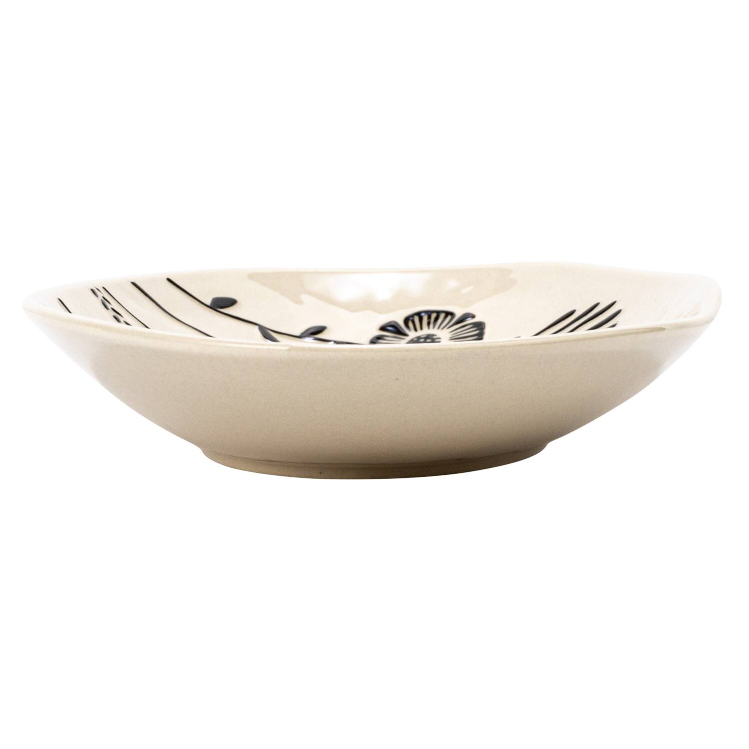 Hello Honey® 12.25" Cream & Black Floral Stoneware Plates, 4ct.