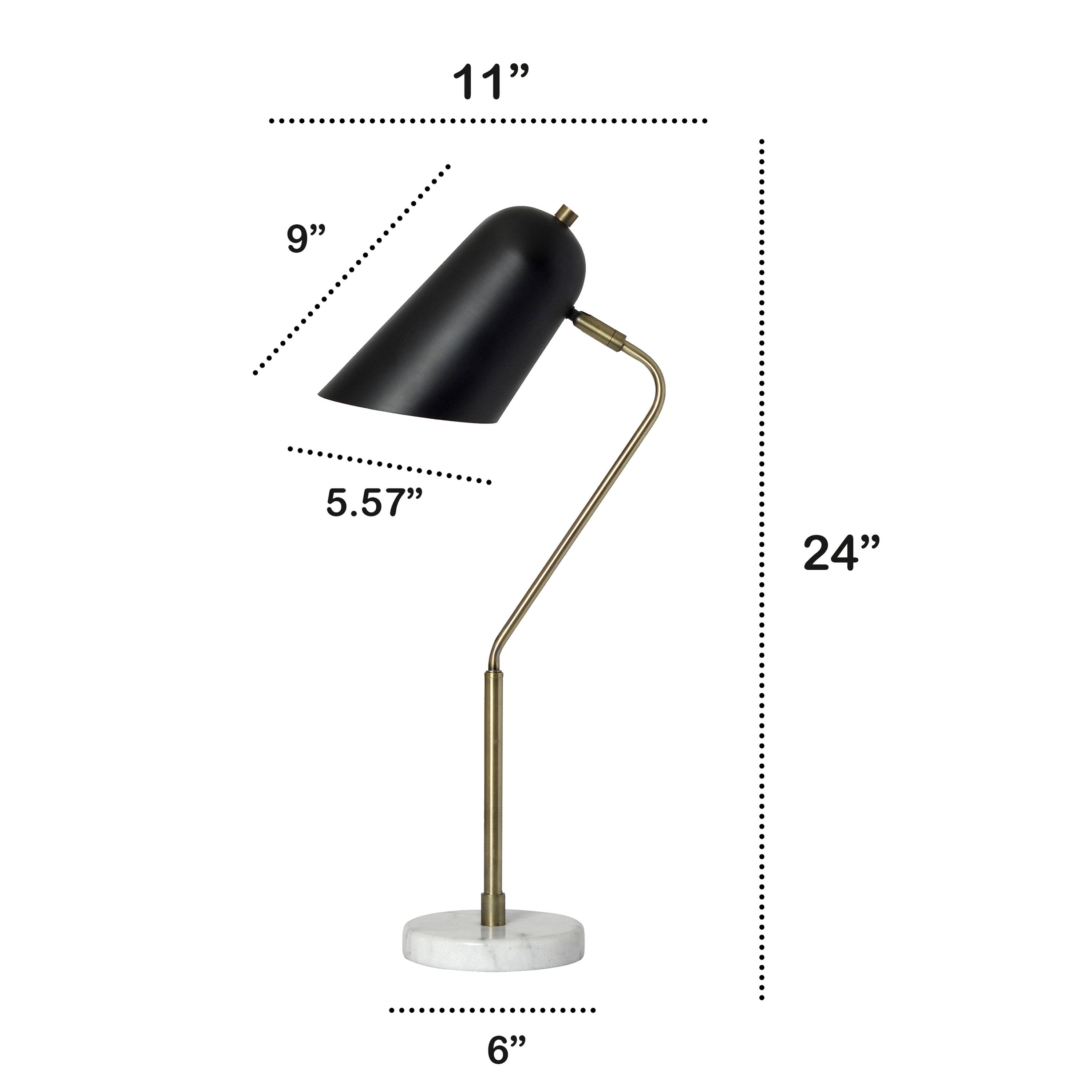 Lalia Home 24&#x22; Asymmetrical Marble and Metal Desk Lamp with Black Shade