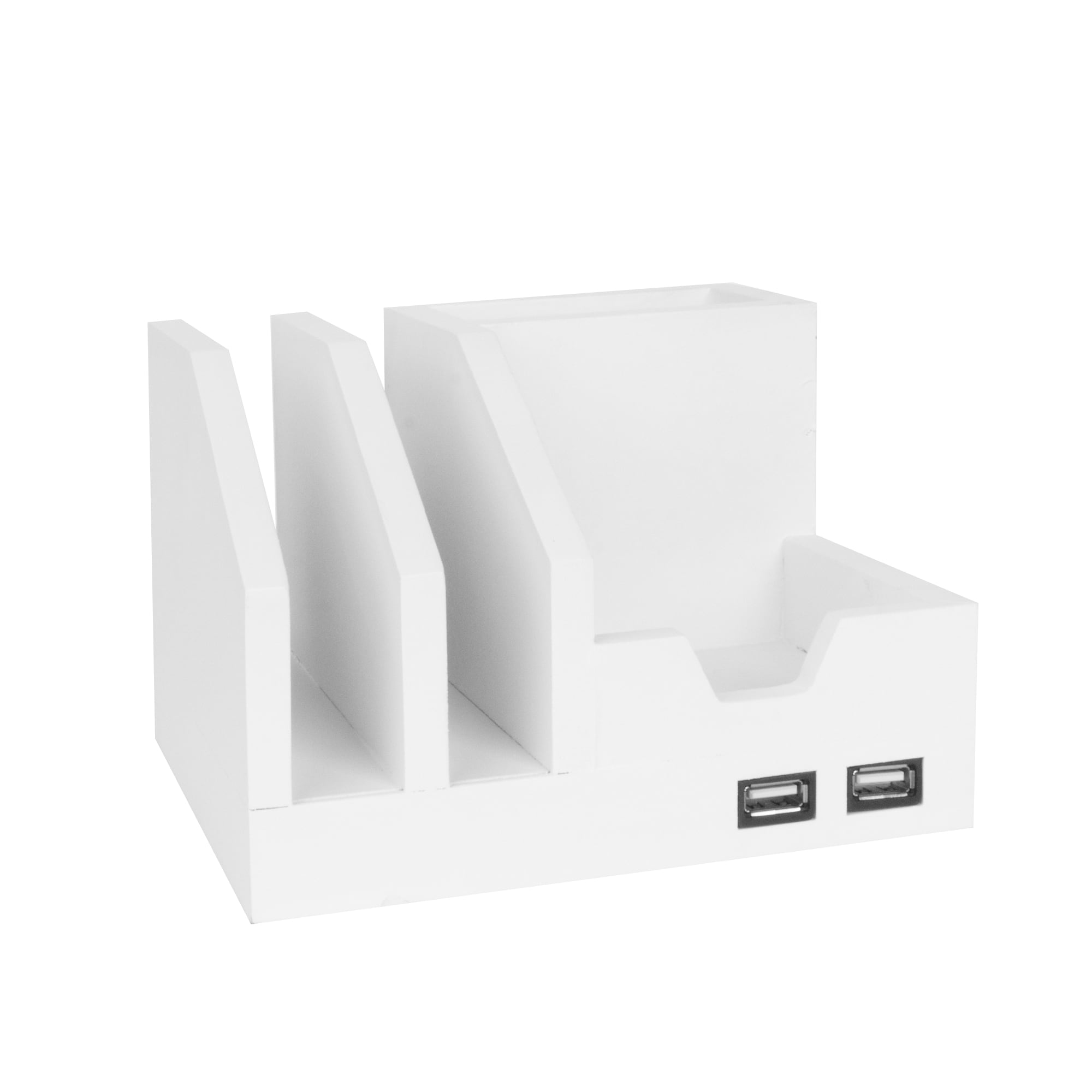 American Art Décor™ White All-in-One Desk File Organizer with USB ...