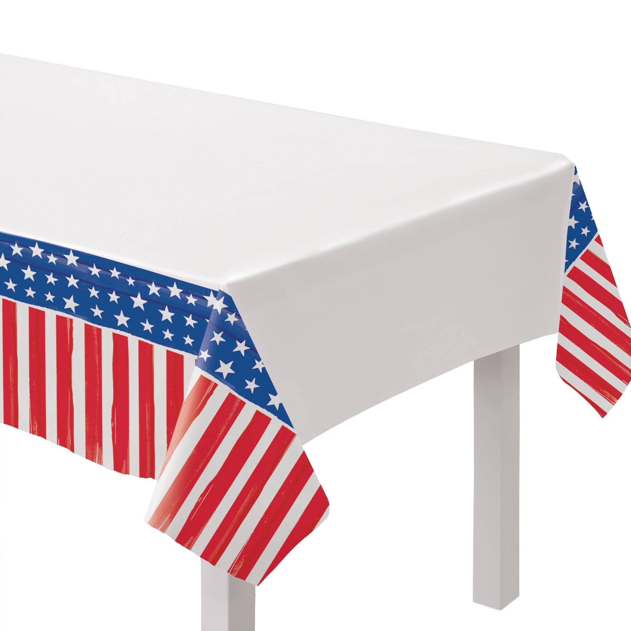 96" Painted Patriotic Plastic Table Covers, 3ct. Michaels
