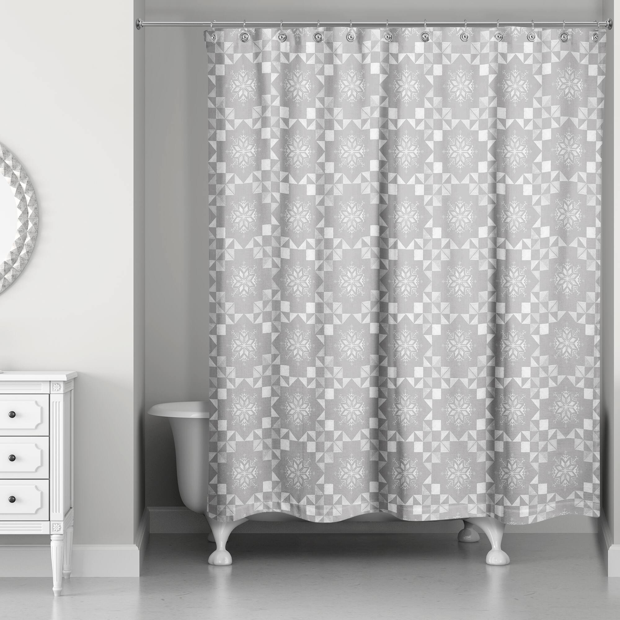 Neutral Christmas Pattern Shower Curtain