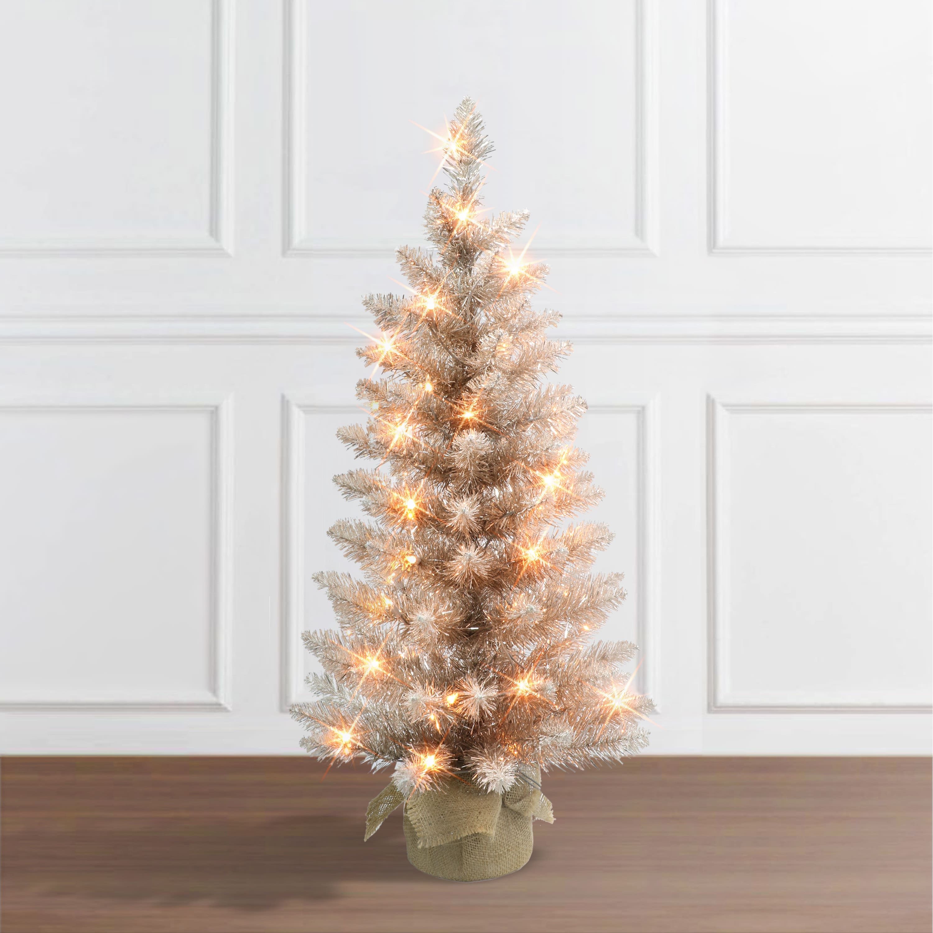 6 Pack: 3ft. Pre-Lit Rose Gold Artificial Christmas Tree