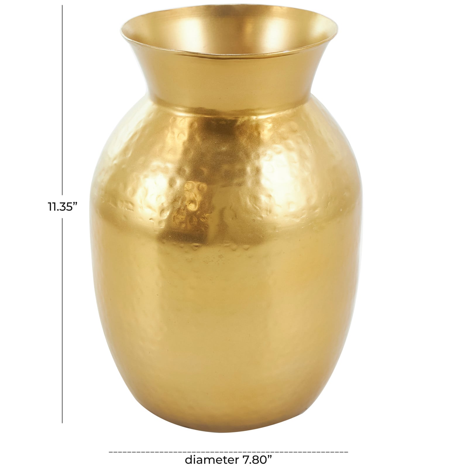 11.5&#x22; Hammered Gold Metal Vase