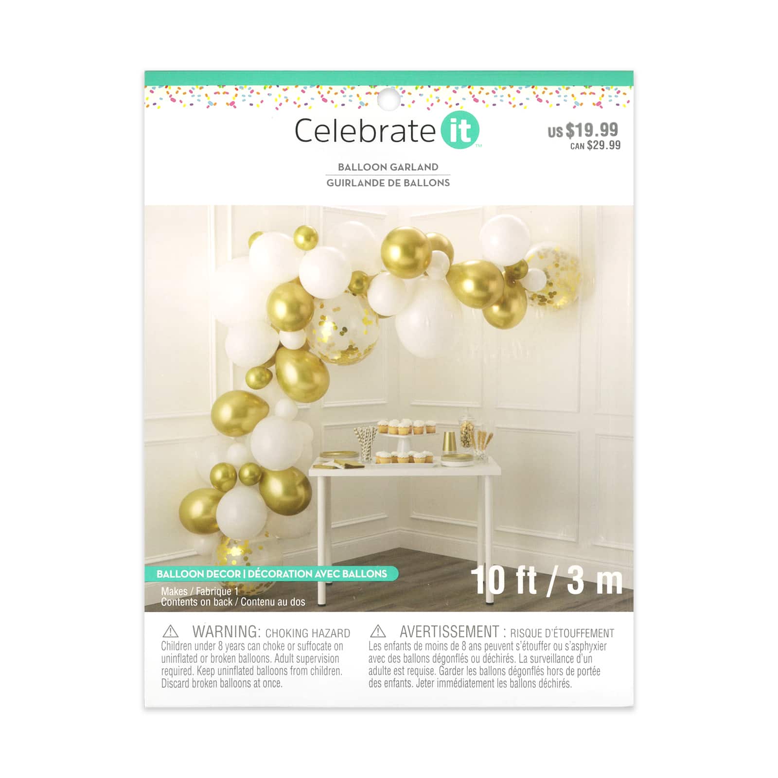10ft. Gold &#x26; White Balloon Garland by Celebrate It&#x2122;