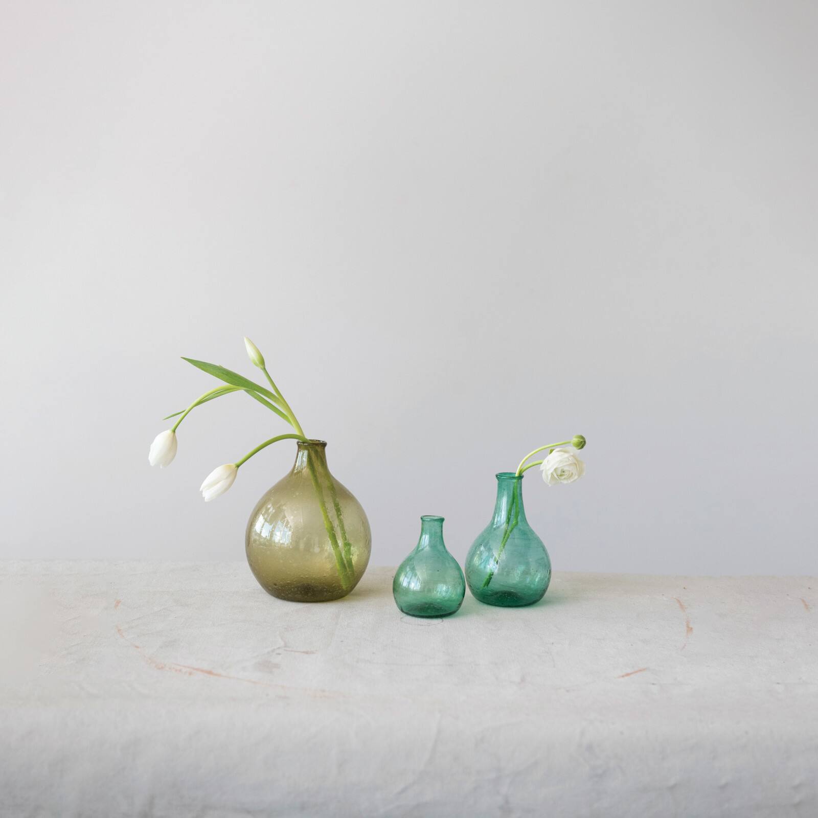 Hello Honey&#xAE; 7&#x22; Olive Green Hand Blown Glass Vase