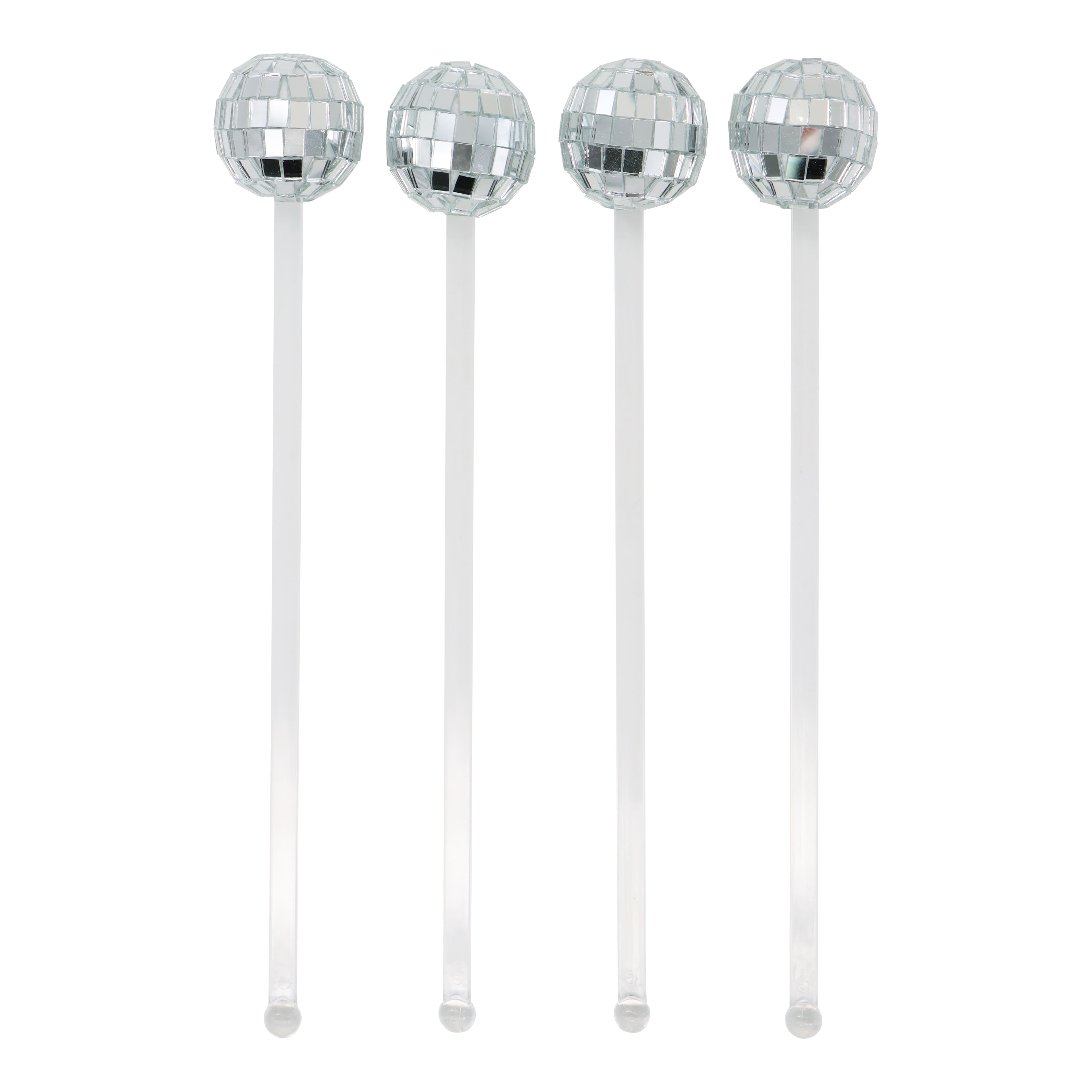 Silver Disco Ball Drink Stirrers, 4ct. by Ashland&#xAE;