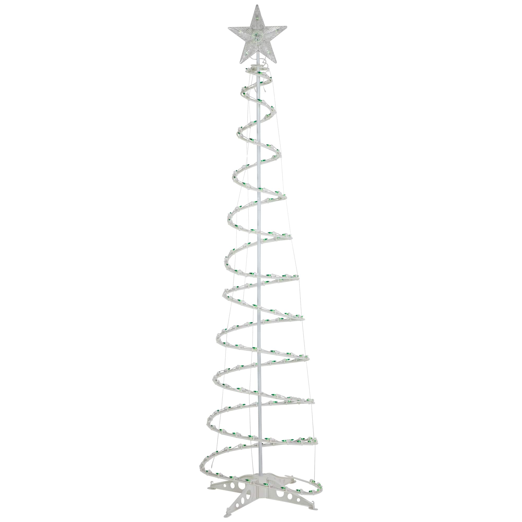 Green Lighted Spiral Christmas Trees Set