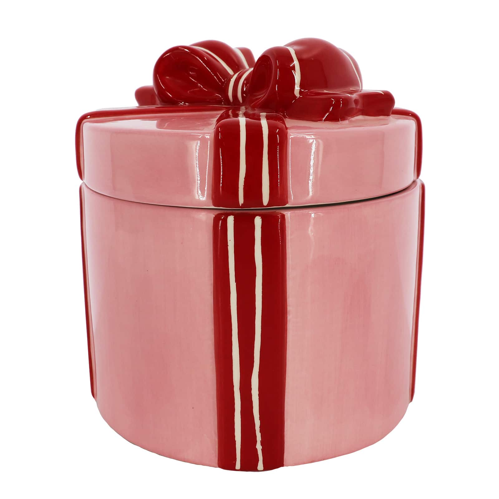 6.5&#x22; Pink &#x26; Red Gift Ceramic Container with Lid by Ashland&#xAE;