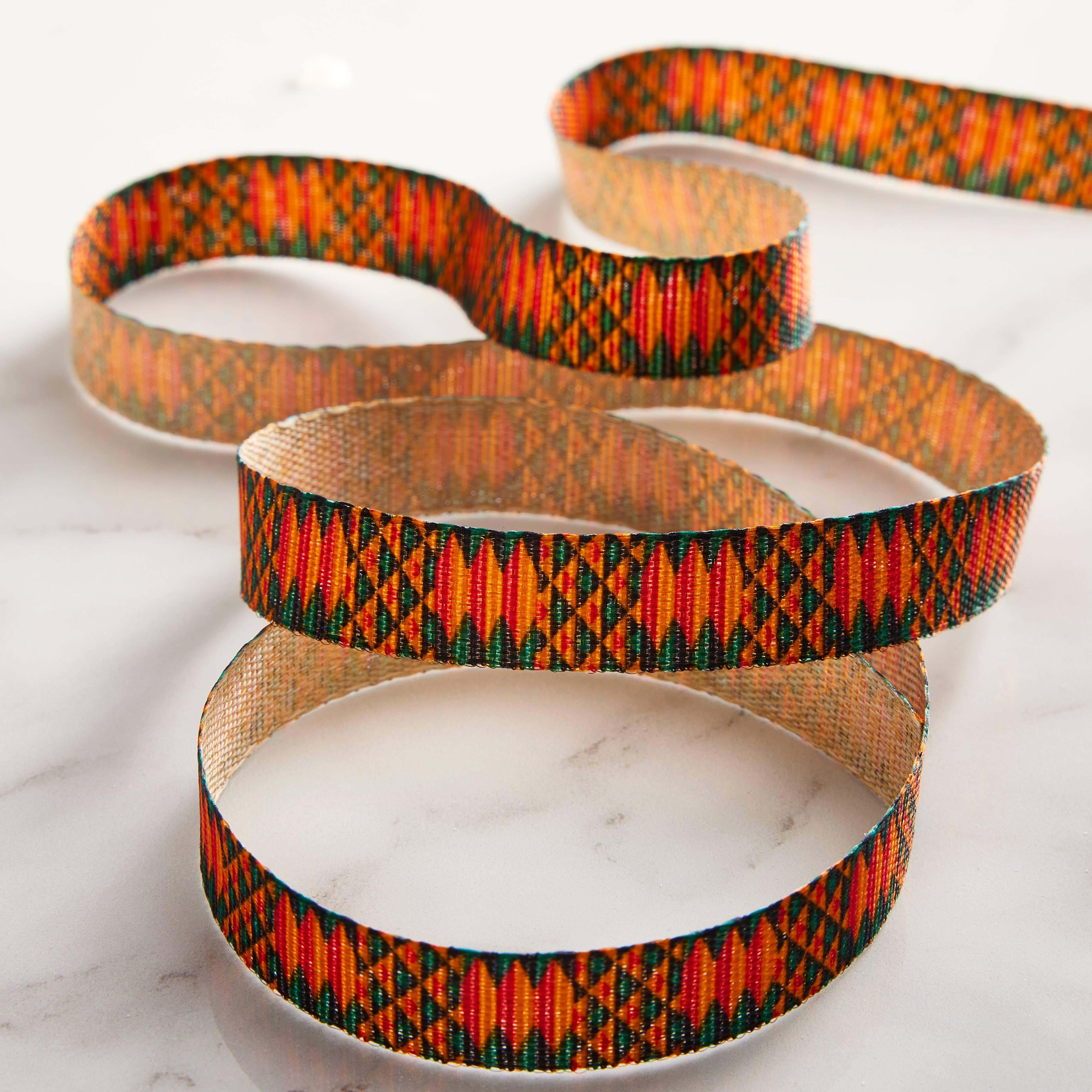 12 Pack: 5/8&#x22; x 7yd. Faux Linen Geometric Ribbon by Celebrate It&#x2122;
