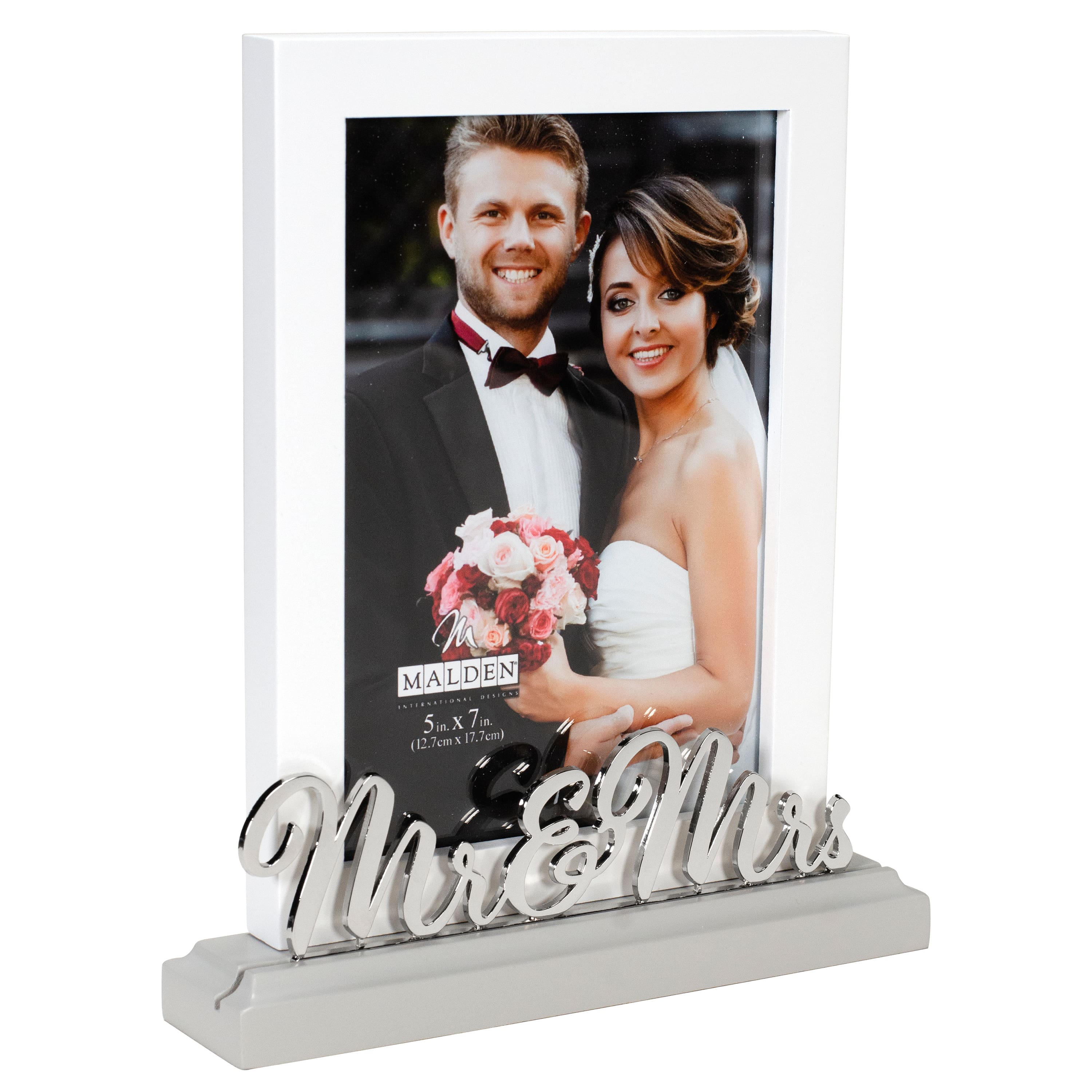 Malden International Designs Mr. & Mrs. 5" x 7" Platform Wedding Photo Frame