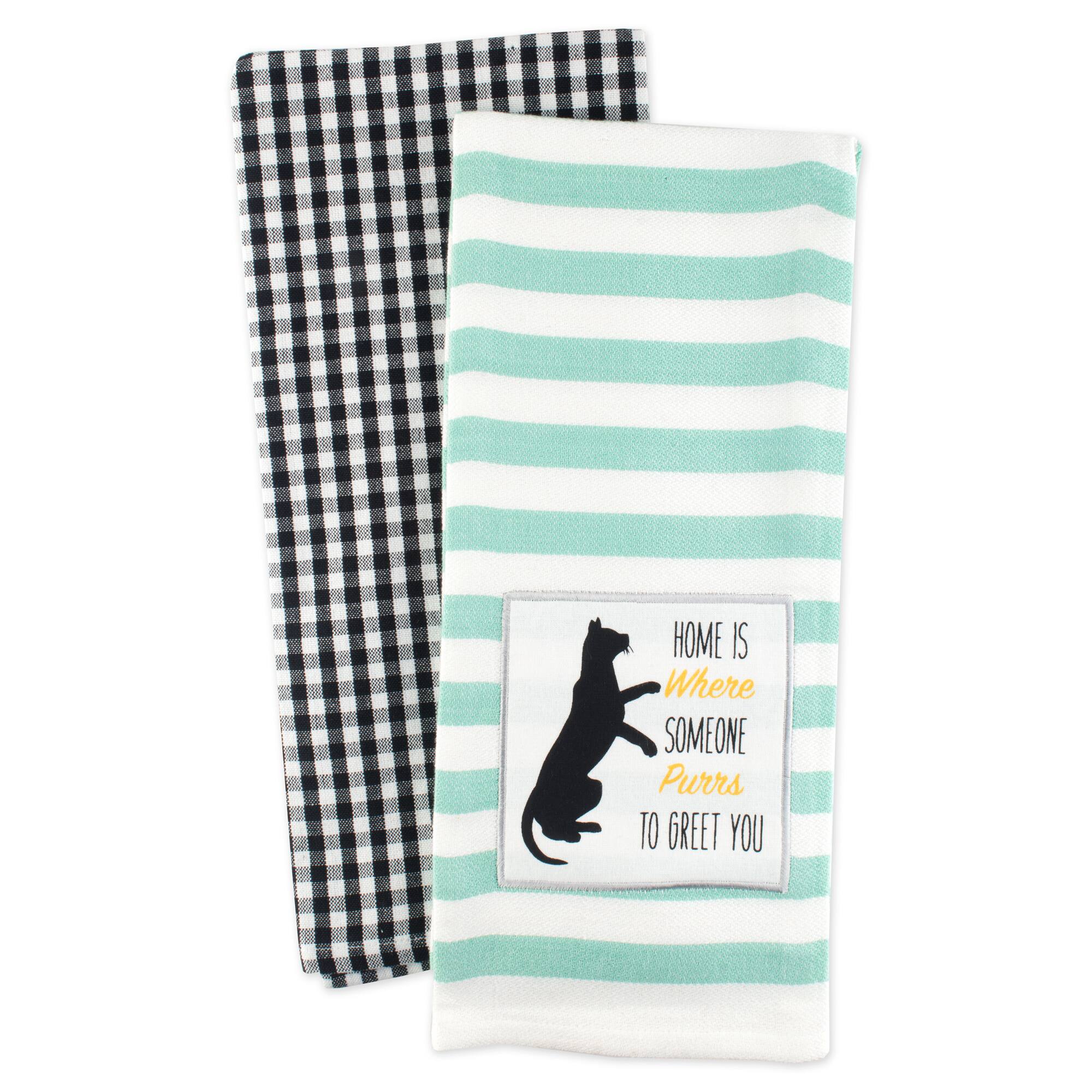 DII® Cat Greeting Embroidered Dishtowels, 2ct.