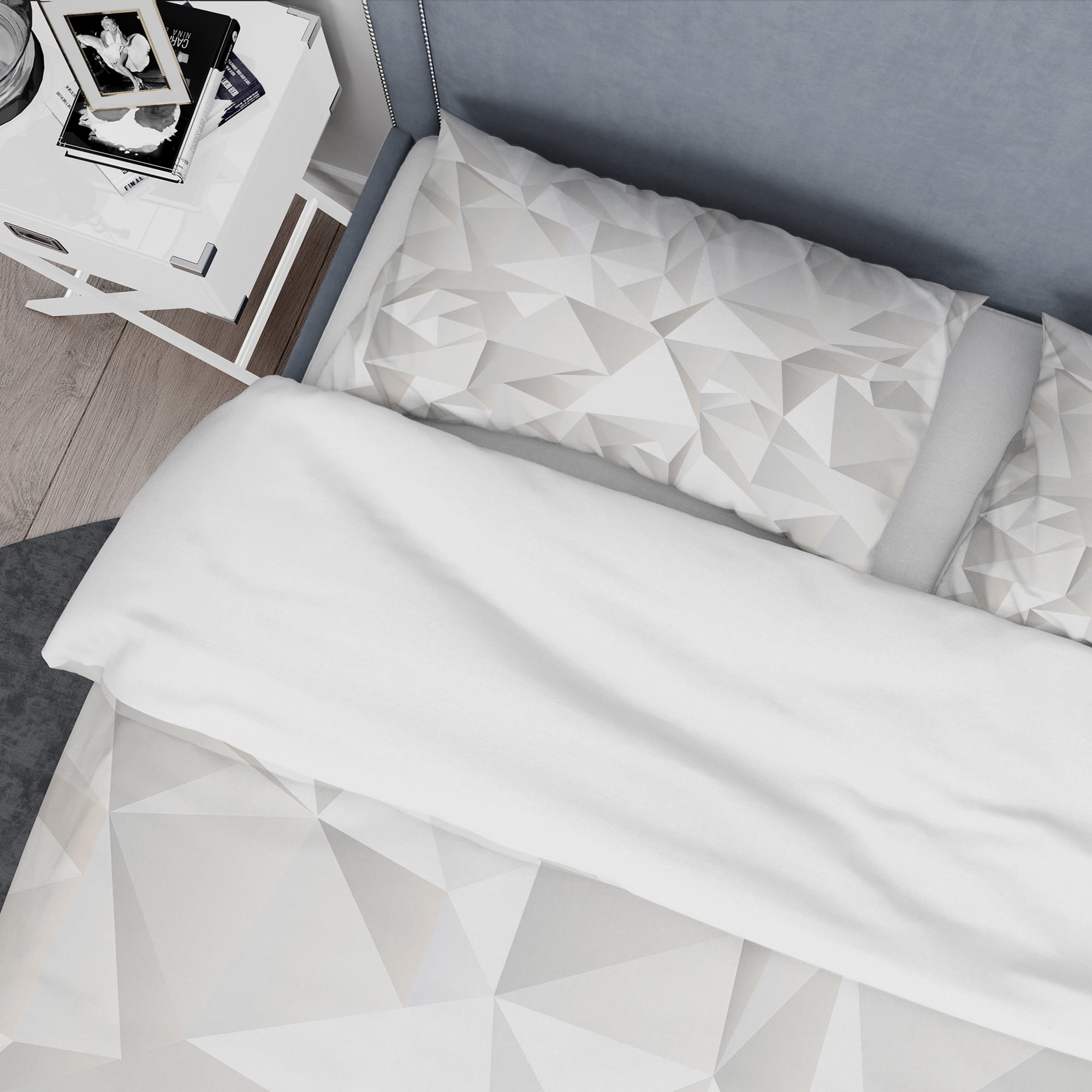 Designart &#x27;White Crumpled Abstract&#x27; Scandinavian Bedding Set - Duvet Cover &#x26; Shams