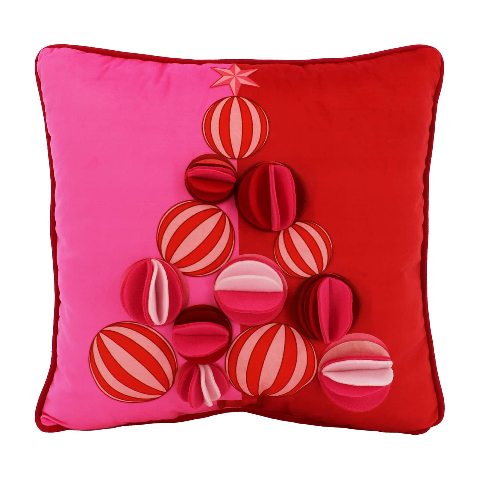 18&#x22; x 18&#x22; Red &#x26; Pink Pom Pom Tree Pillow by Ashland&#xAE;
