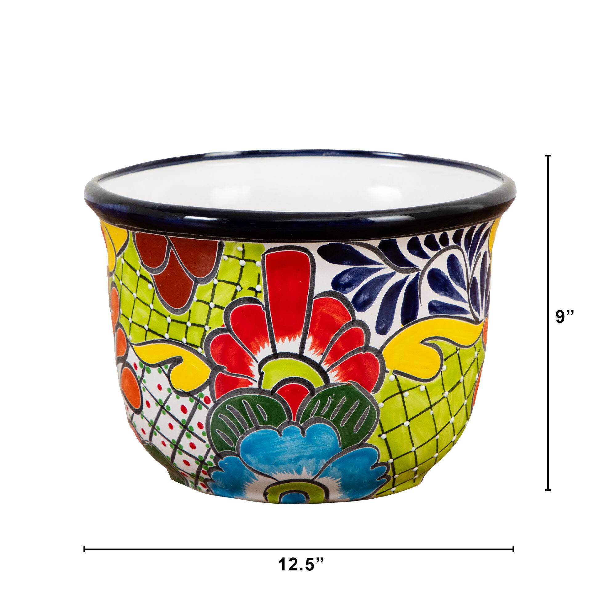 12.5&#x22; Handmade Mexican Talavera Ceramic Planter