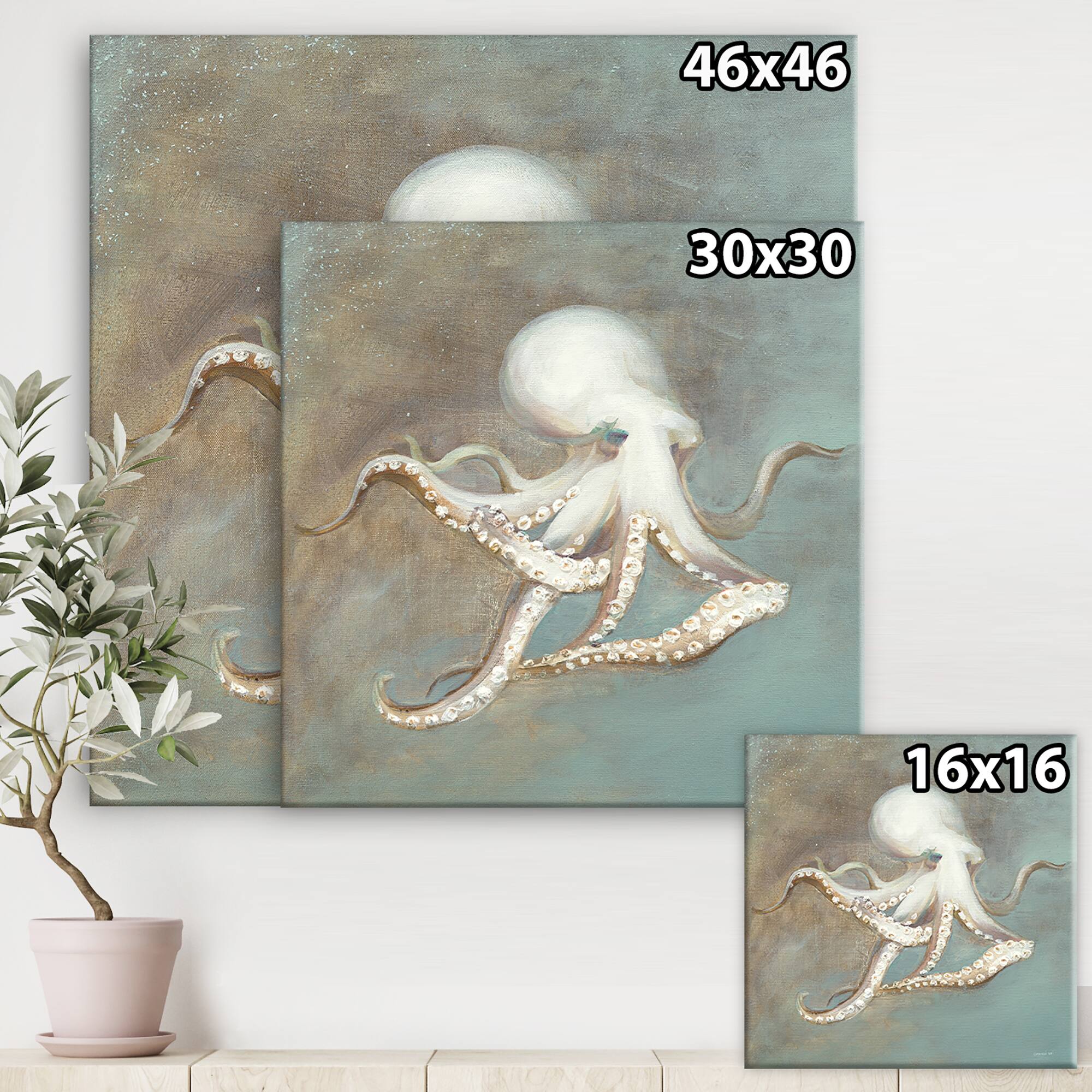 Designart - Octopus Treasures from the Sea - Nautical & Coastal Gallery-wrapped Canvas