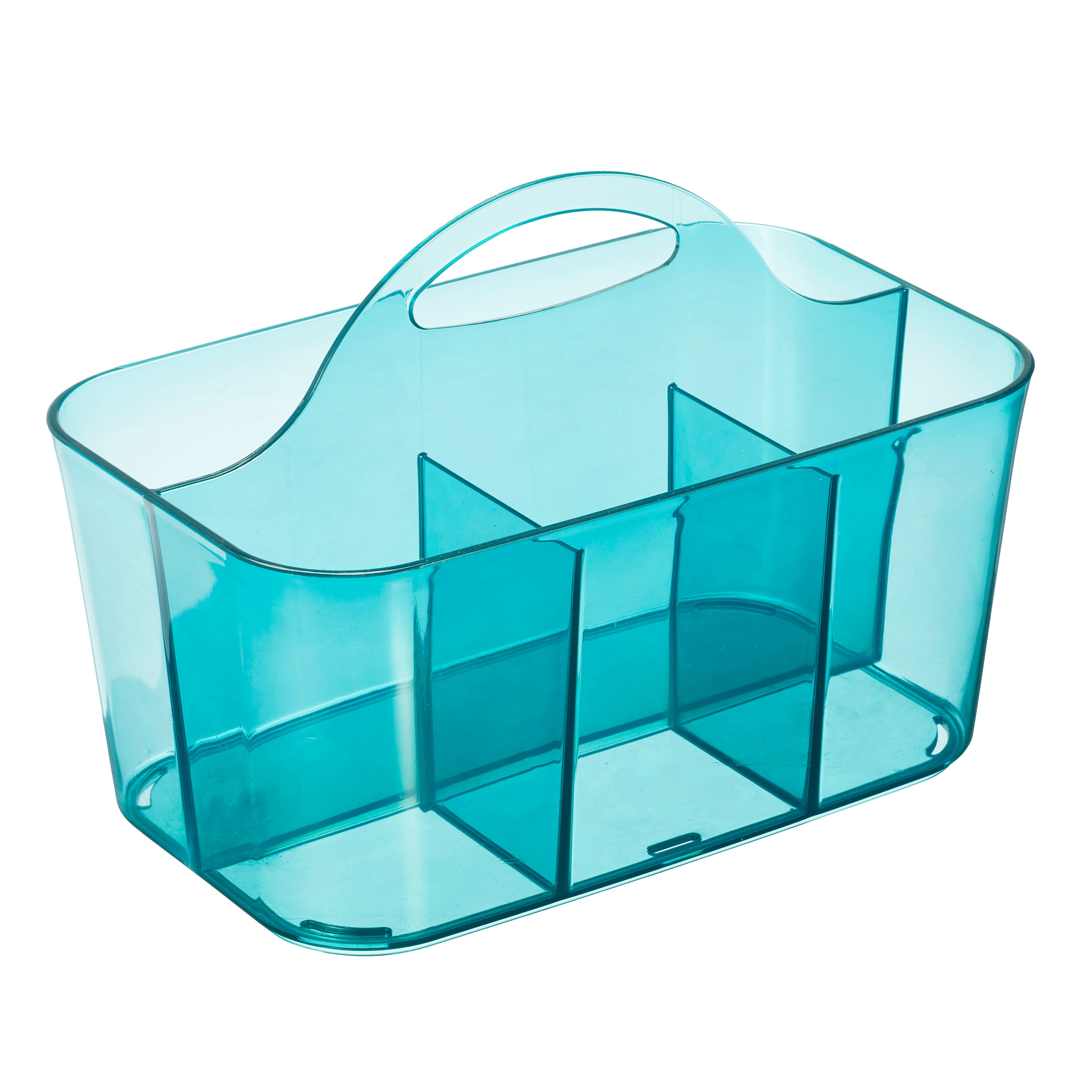 mDesign® Aqua Tint 4-Section Craft Caddy with Handle
