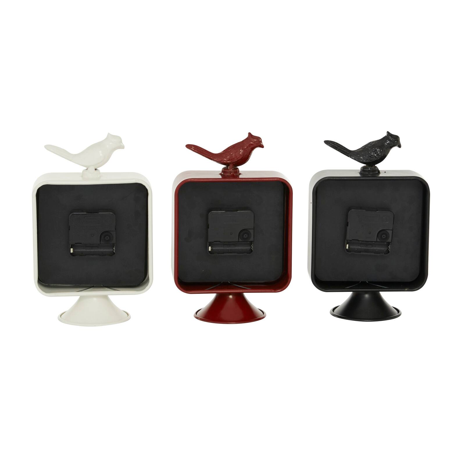 6&#x22; Multicolored Vintage Metal Bird Clock Set