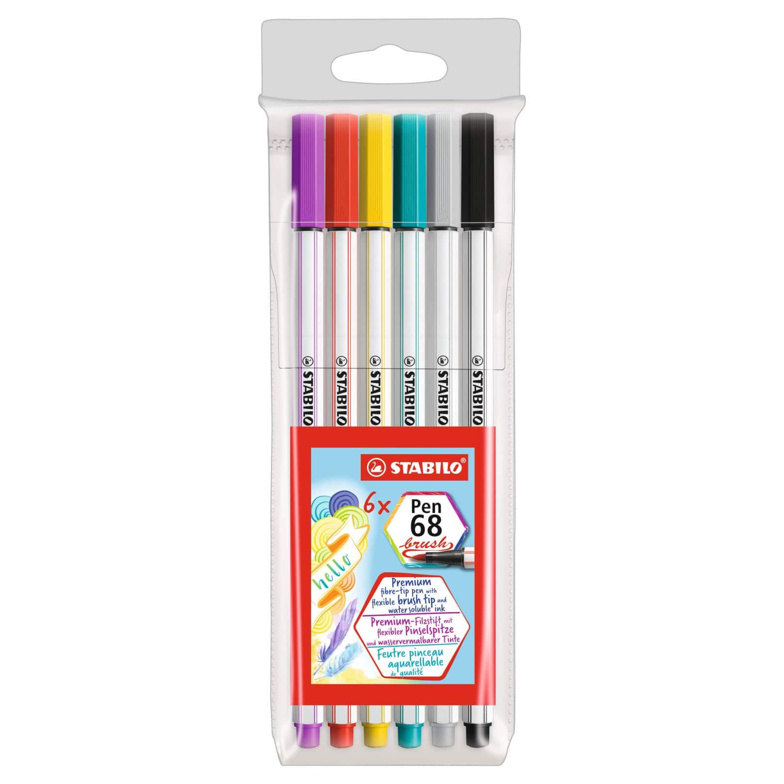 Stabilo® Pen 68 6 Color Brush Marker Set